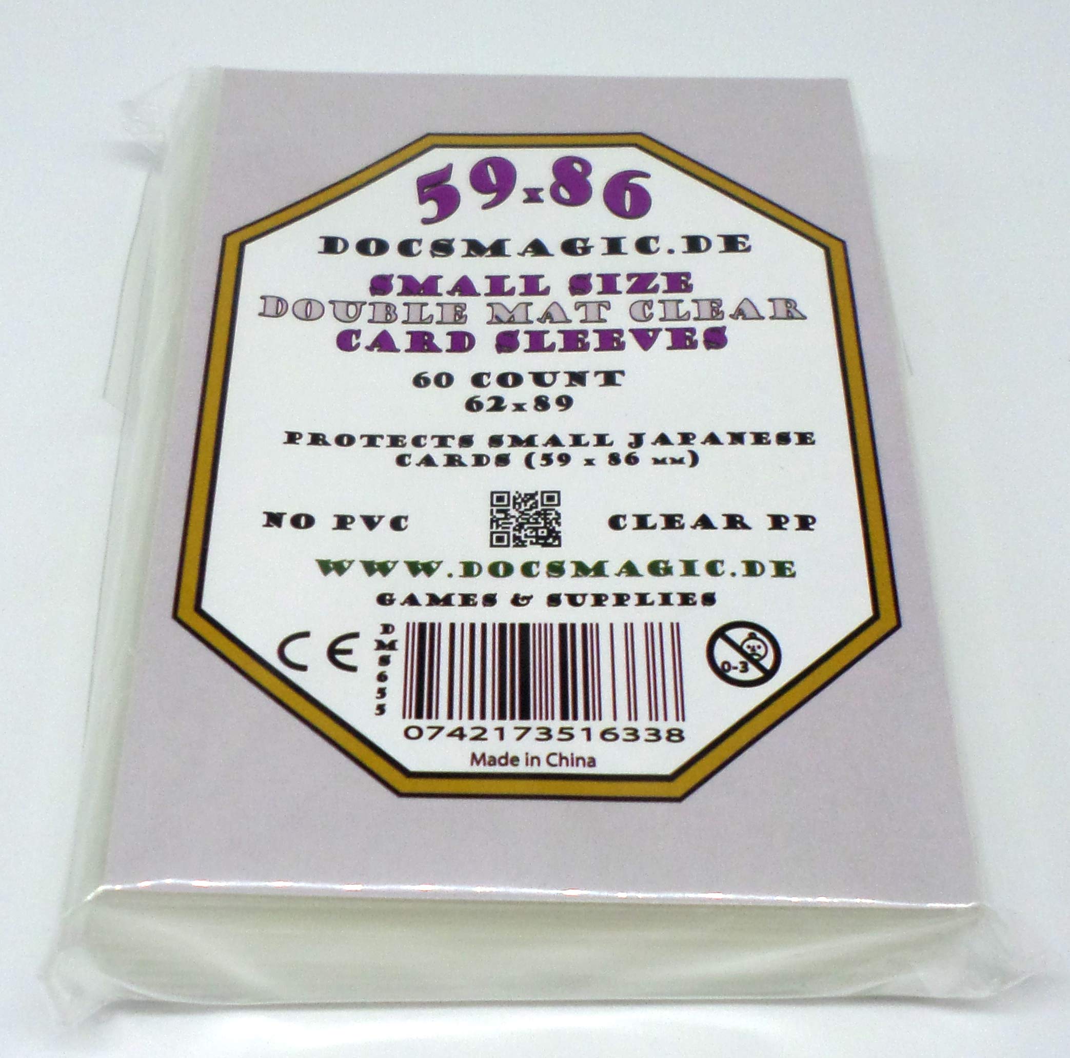 docsmagic.de 60 Double Mat Clear Card Sleeves Small Size 62 x 89 - Mini - YGO