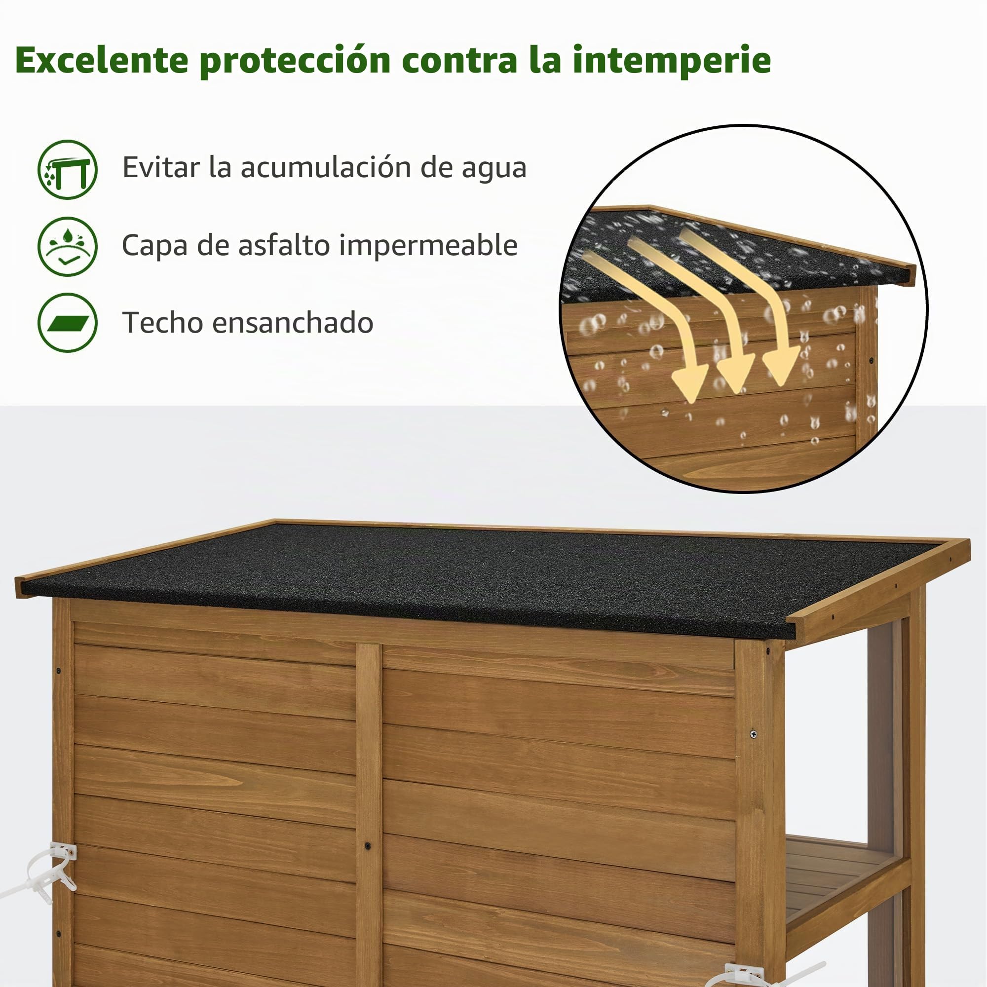 M MCombo Armario de jardín Caseta de jardín de Madera Resistente a la Intemperie, caseta para Herramientas Jardín Exterior Impermeable, para Exteriores Balcón Terraza, 55×110×175 cm, 0130D (Natural)