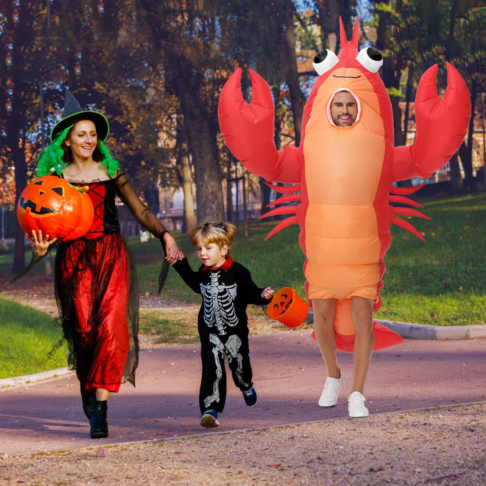 Poptrend Inflatable Lobster Costume for Adult, Inflatable Blow up Costumes Lobster Halloween Costumes Men Women Funny Fancy Dress Party Costumes