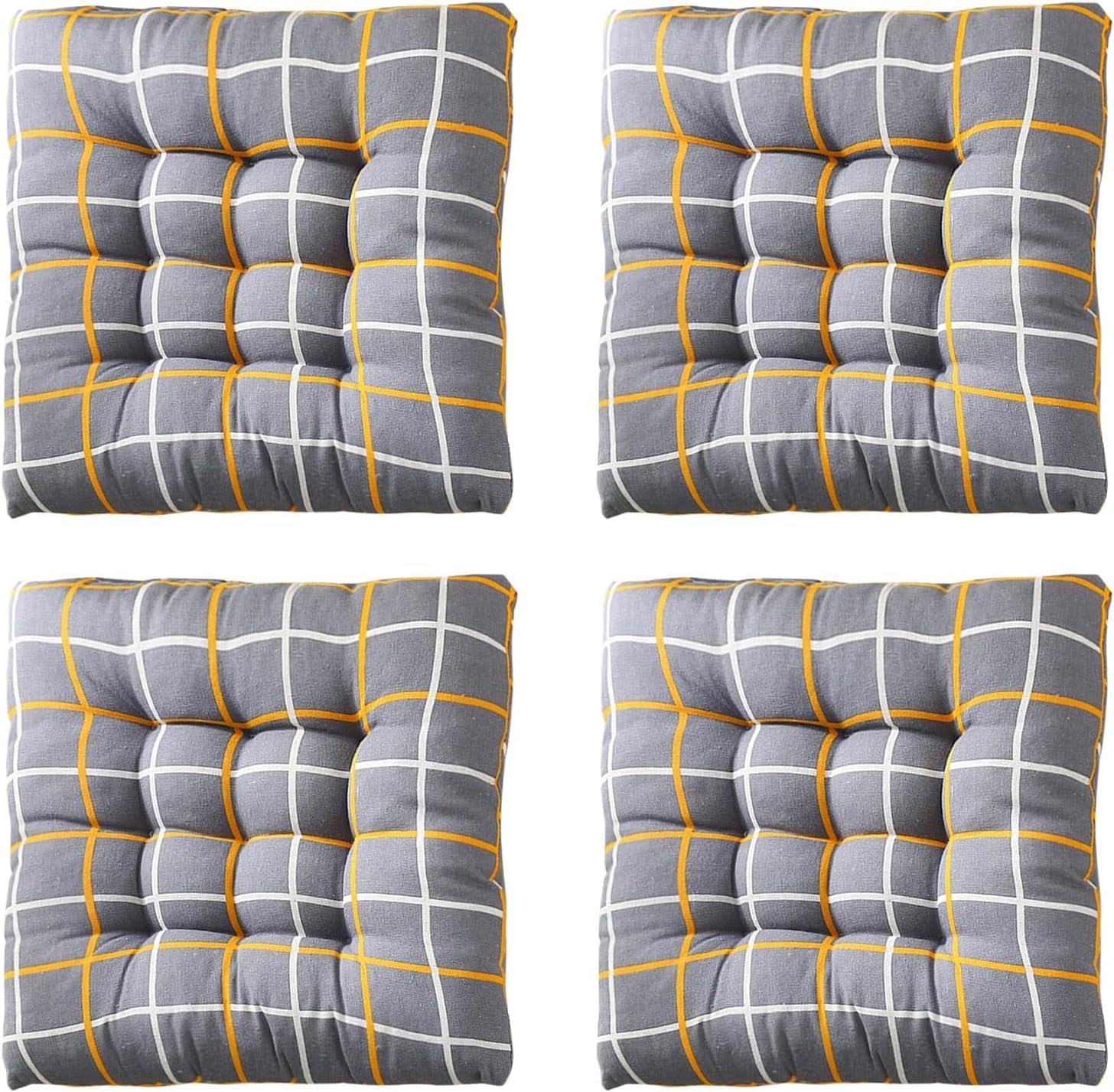 Coussin de chaise de cuisine antidérapant 30x30 cm carré avec liens lot de 4