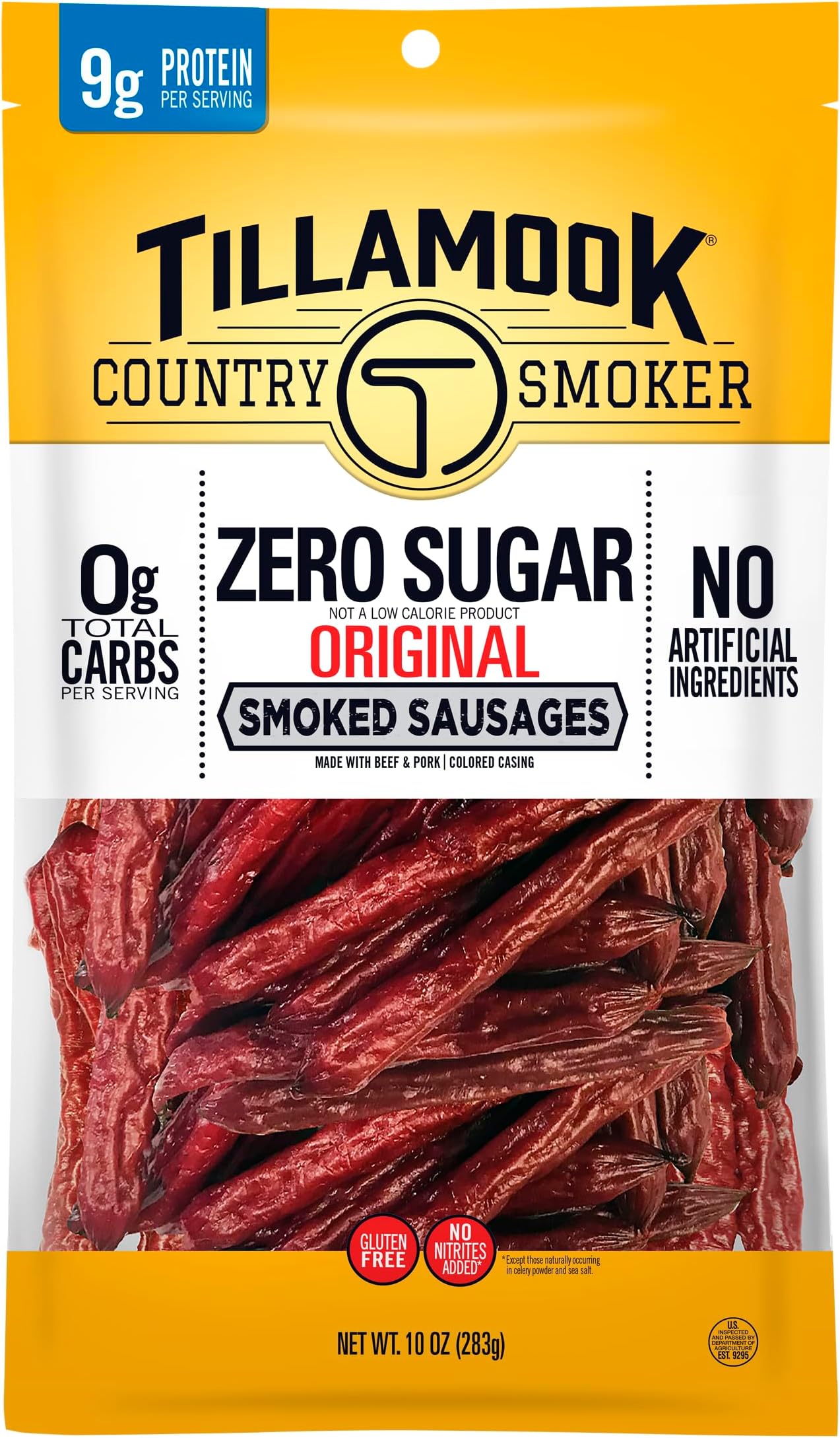 Tillamook Country Smoker Keto Friendly Zero Sugar Smoked Sausages, Original, 10 Ounce
