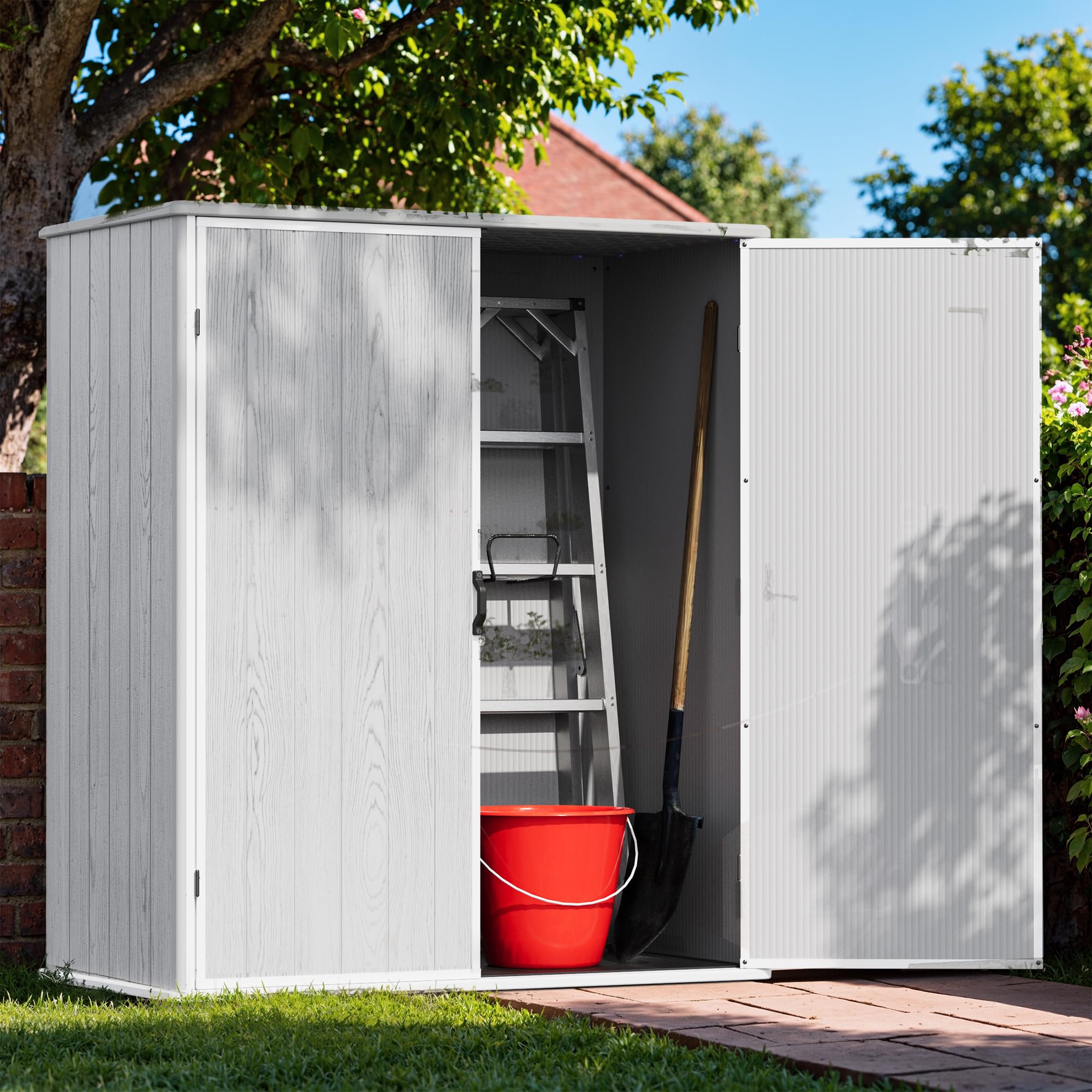 DETO５箱セット Amazon.com : Devoko 5 x 3 Resin Outdoor Storage Shed with Floor