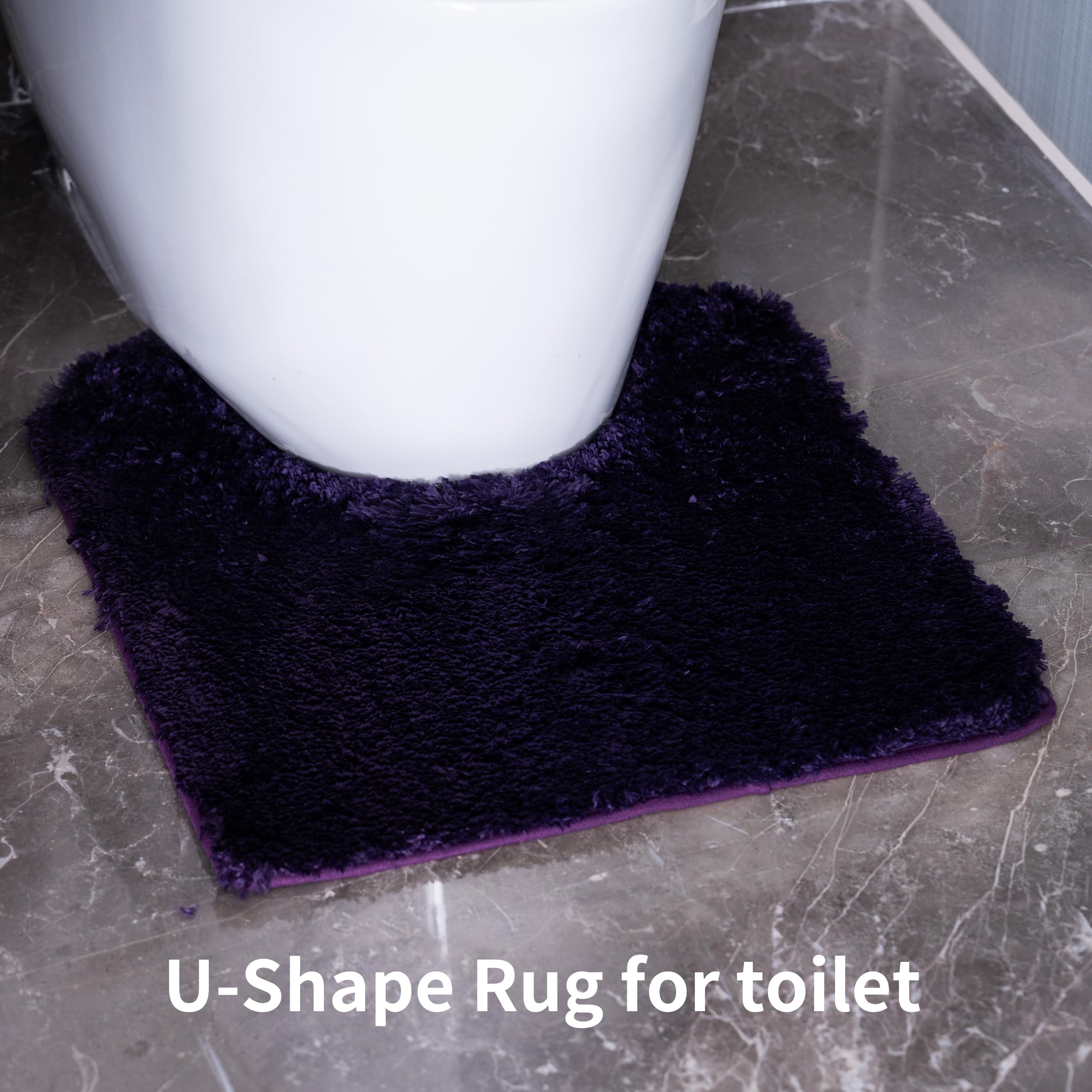 3-teiliges Luxus-Badezimmerteppich-Set mit U-förmigem WC-Vorleger, rutschfeste Gummiunterseite, dicker flauschiger Mikrofaser-Plüsch, Wasseraufnahme, schnell trocknend, ultraweich, Badematten