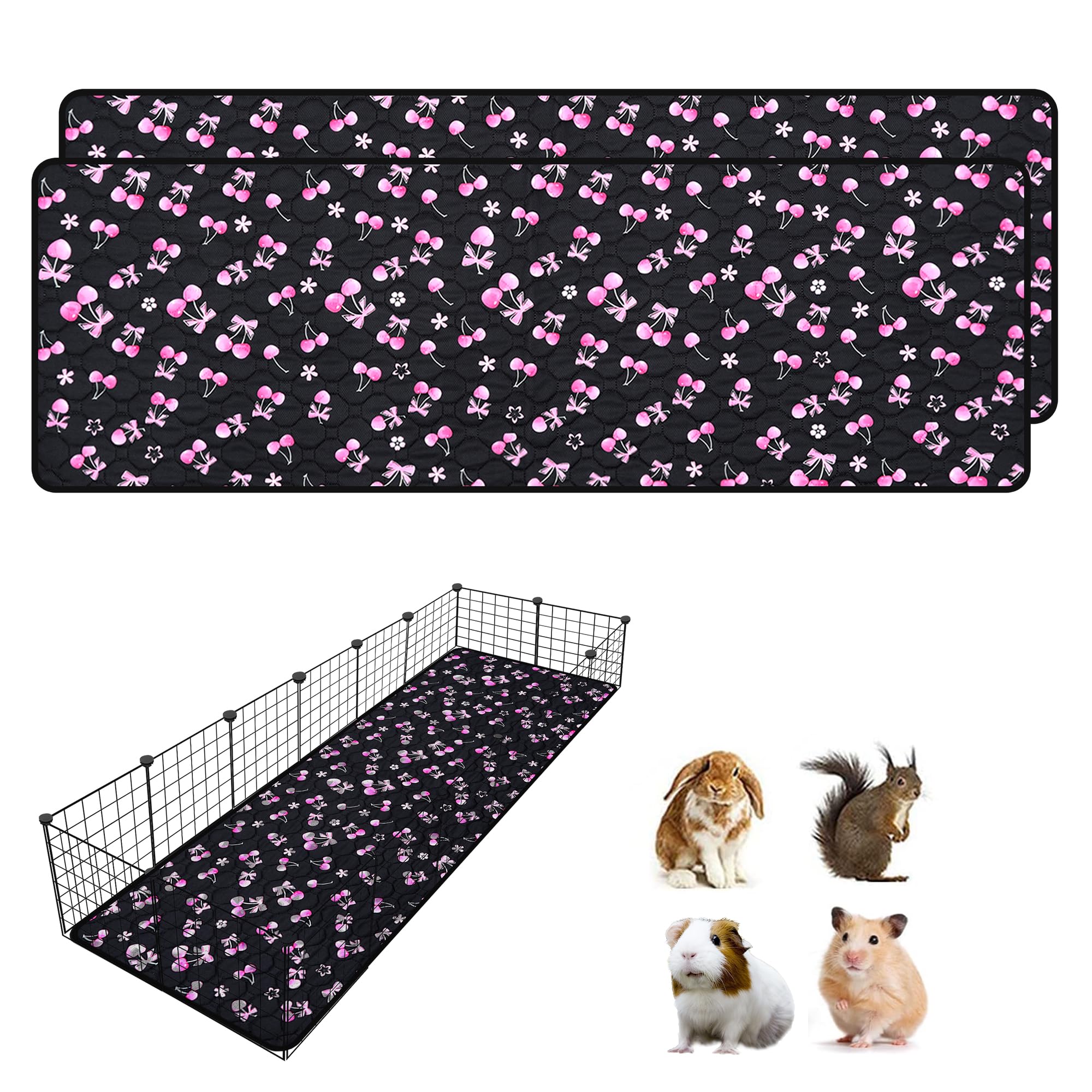 LWYMX 2 Pack Waterproof Guinea Pig Cage Liner, 24" x 72" Washable Reusable Guinea Pig Liner, Super Absorbent Leak-Proof Pet Pee Pad Mats for Guinea Pigs Rabbit Chinchilla Bunny Hamster — image 1