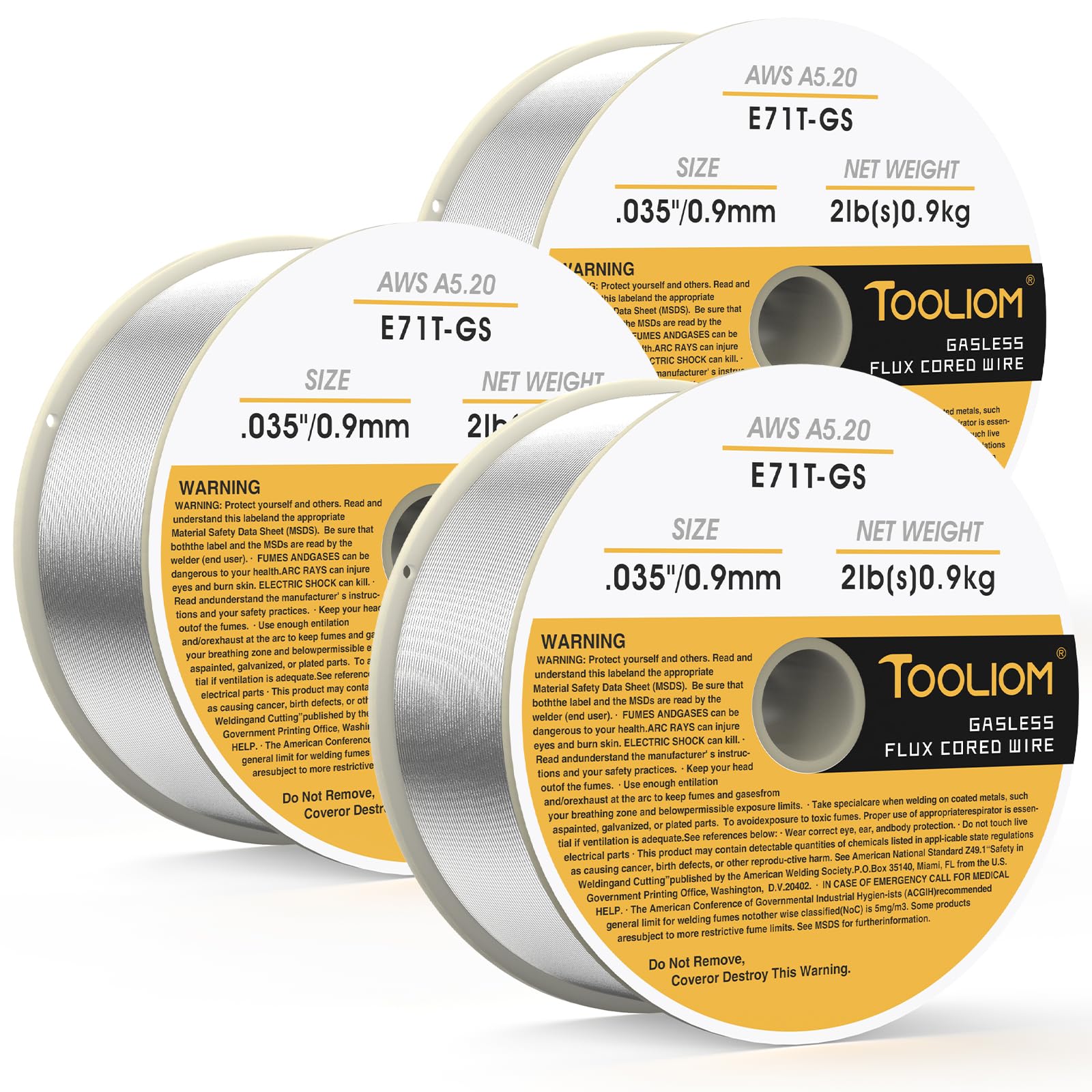 TOOLIOM E71T-GS .035" Diameter 2-Pound Spool Flux Core Self-shielded Carbon Steel MIG Welding Wire 3 PCS