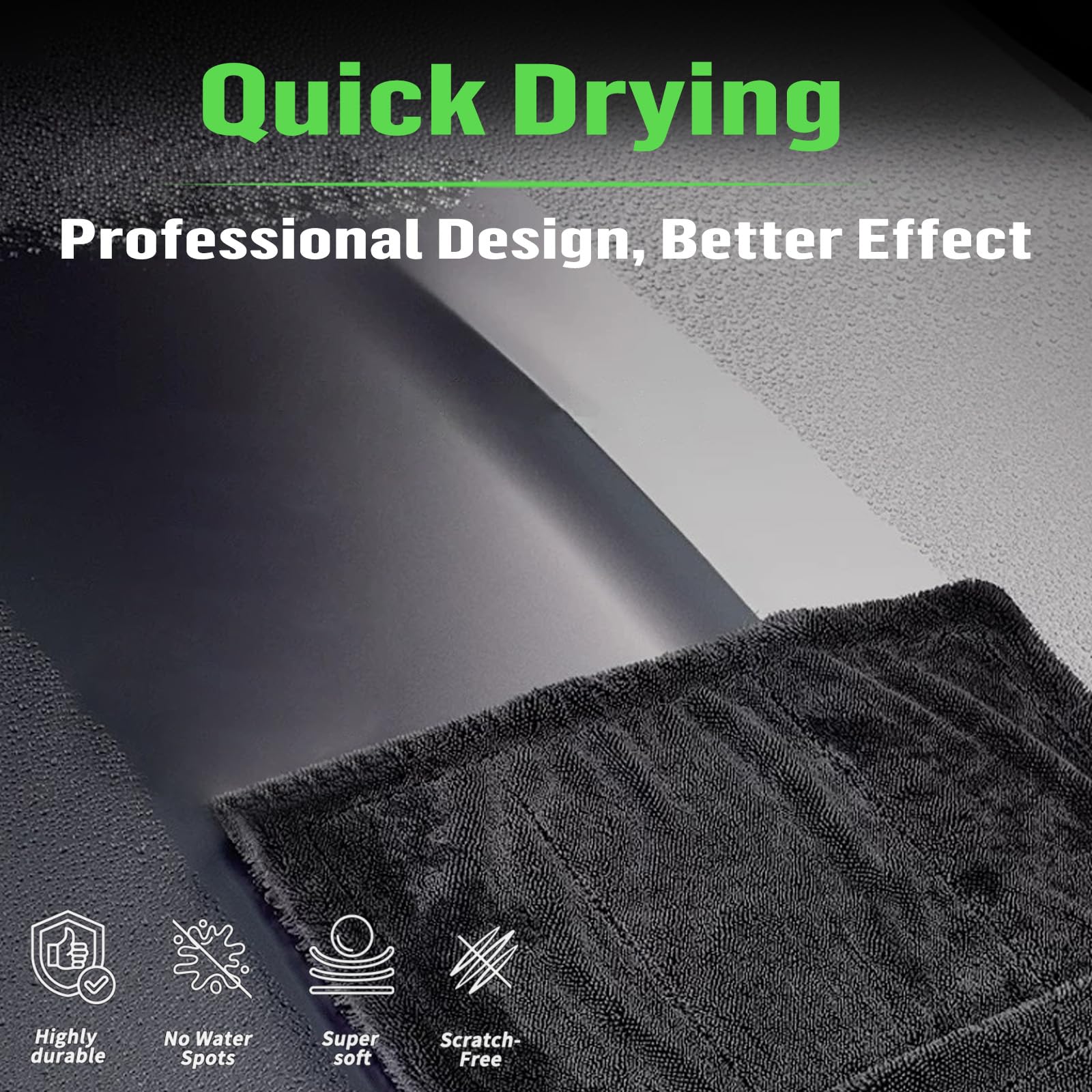 Shiny Bath Wipes Shower Cleaning Cloths Premium Car Drying Towel Ultra Absorbent Twisted-Loop Design Microfiber Towel for Car — view 2