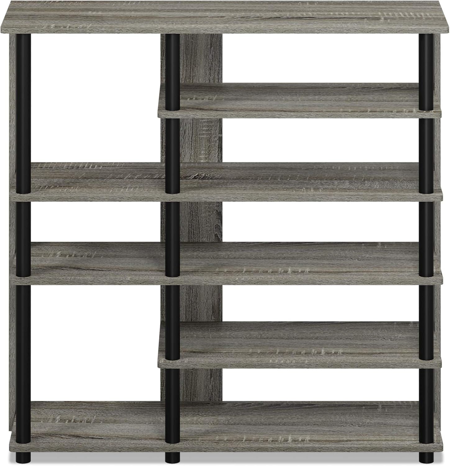 Furinno Turn-N-Tube Multi Storage Shoe Rack, 35.2"W 6-Tier, French Oak Grey/Black