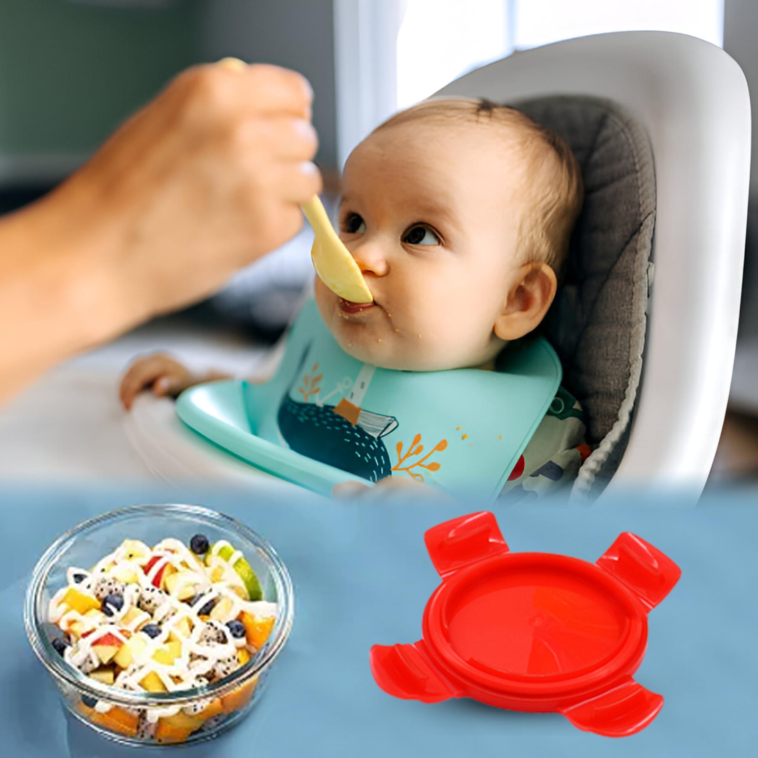 ARSUK Contenitori Alimentari Vetro Ermetici bambini, Vasetti Conservazione Pappe, Contenitori di alimenti impilabili e agganciabili, Privi di BPA (6pcs x 200ml Rotondi)