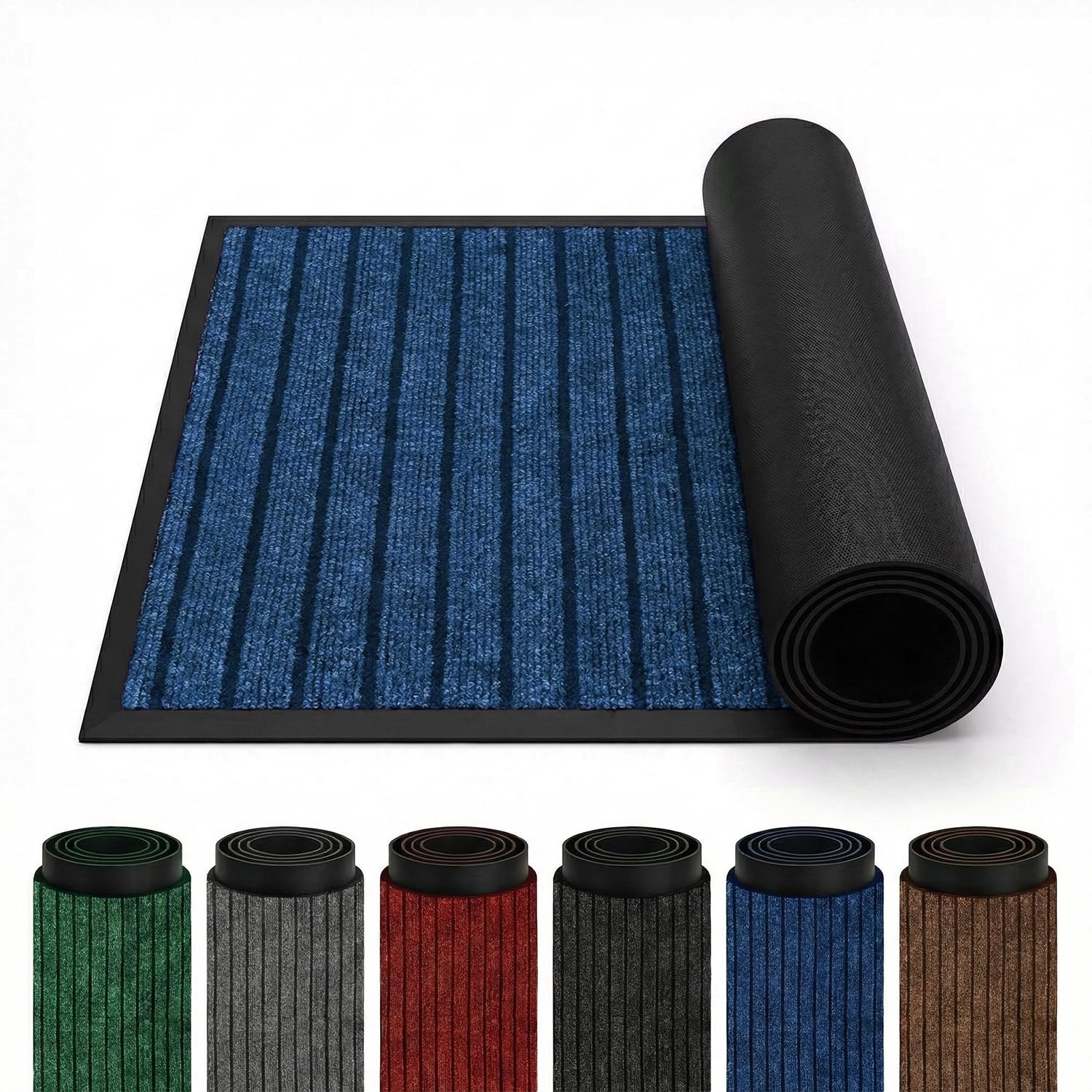 Rugs Inn Rubber Door Mat Outdoor - Heavy Duty Floor Matts for Front Door Waterproof and Washable Anti Slip Strong PVC Backing Mats for Kitchen, Entrance (Blue, 45 x 75 cm) โ image 1