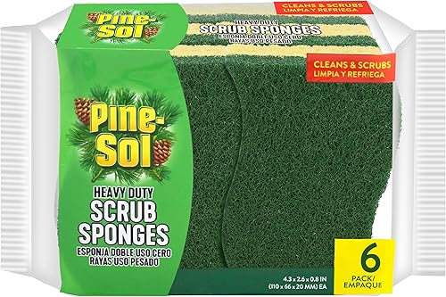 Pine-Sol Esponjas para fregar de alta resistencia, limpiador de platos de doble cara con estropajo, esenciales de cocina para lavar platos y