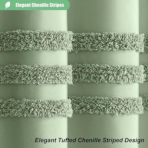 Miniatura 4 de Dynamene Cortinas de ducha extralargas, 84 pulgadas de largo, cortina de ducha de tela de felpilla texturizada a rayas, juego de cortina de ducha de