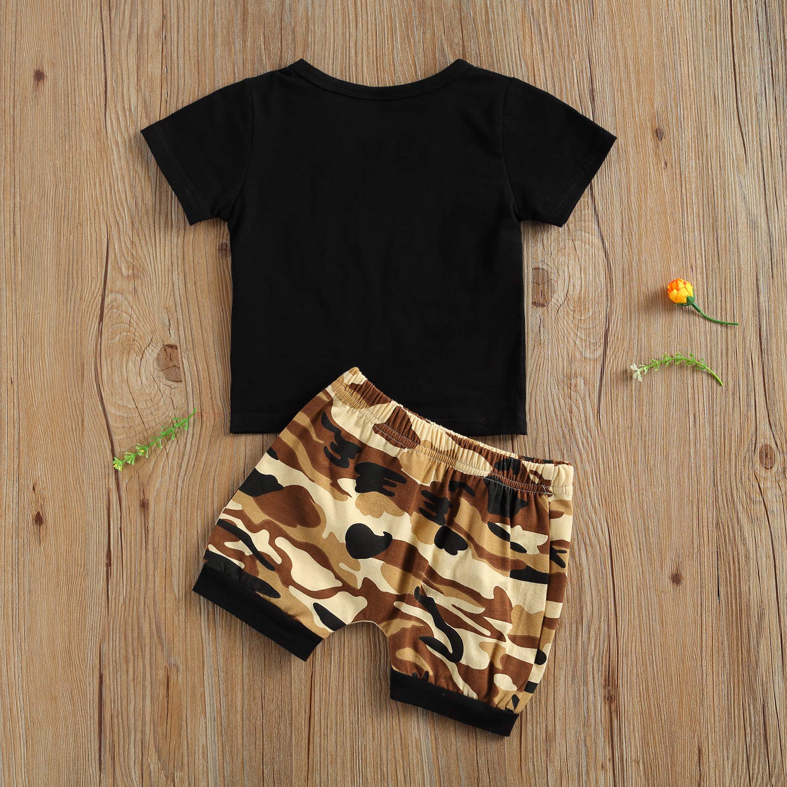 2Pcs/Set Toddler Baby Boy Summer Outfit Short Sleeve Dad Letters Print T-Shirt Tops Camouflage Shorts Clothes (Cooler Version of Dad, 18-24 Months)