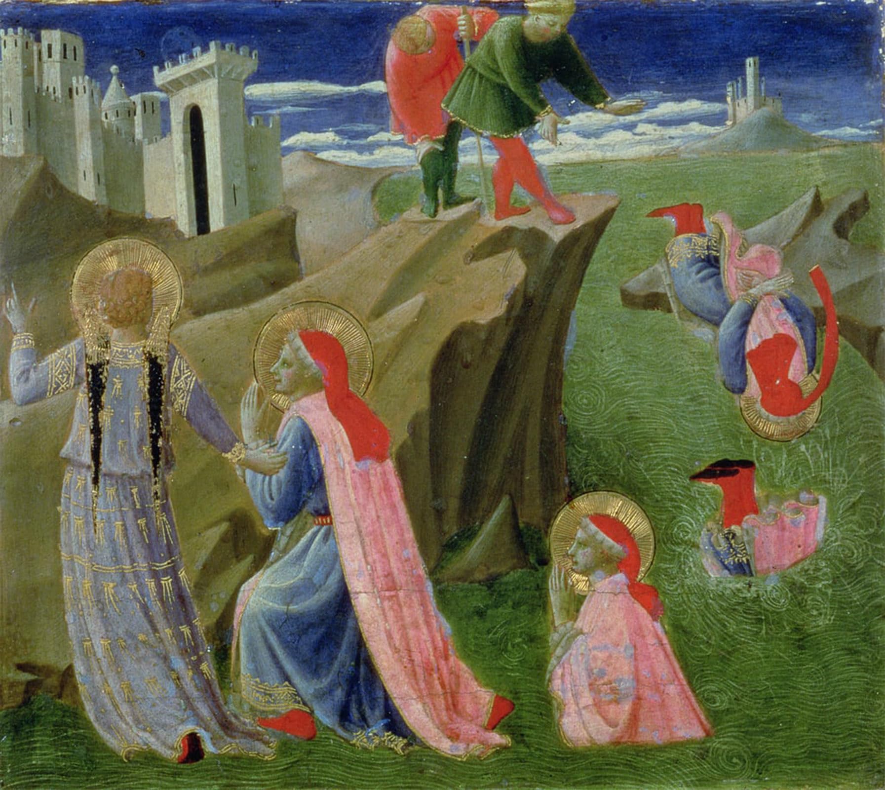 POSTERIIk Vintage Print Pop Art Landscape Artwork St Cosmas and St Damian Saved From Drowning by Fra Angelico Art Prints for Office Home Decor 60x90cm