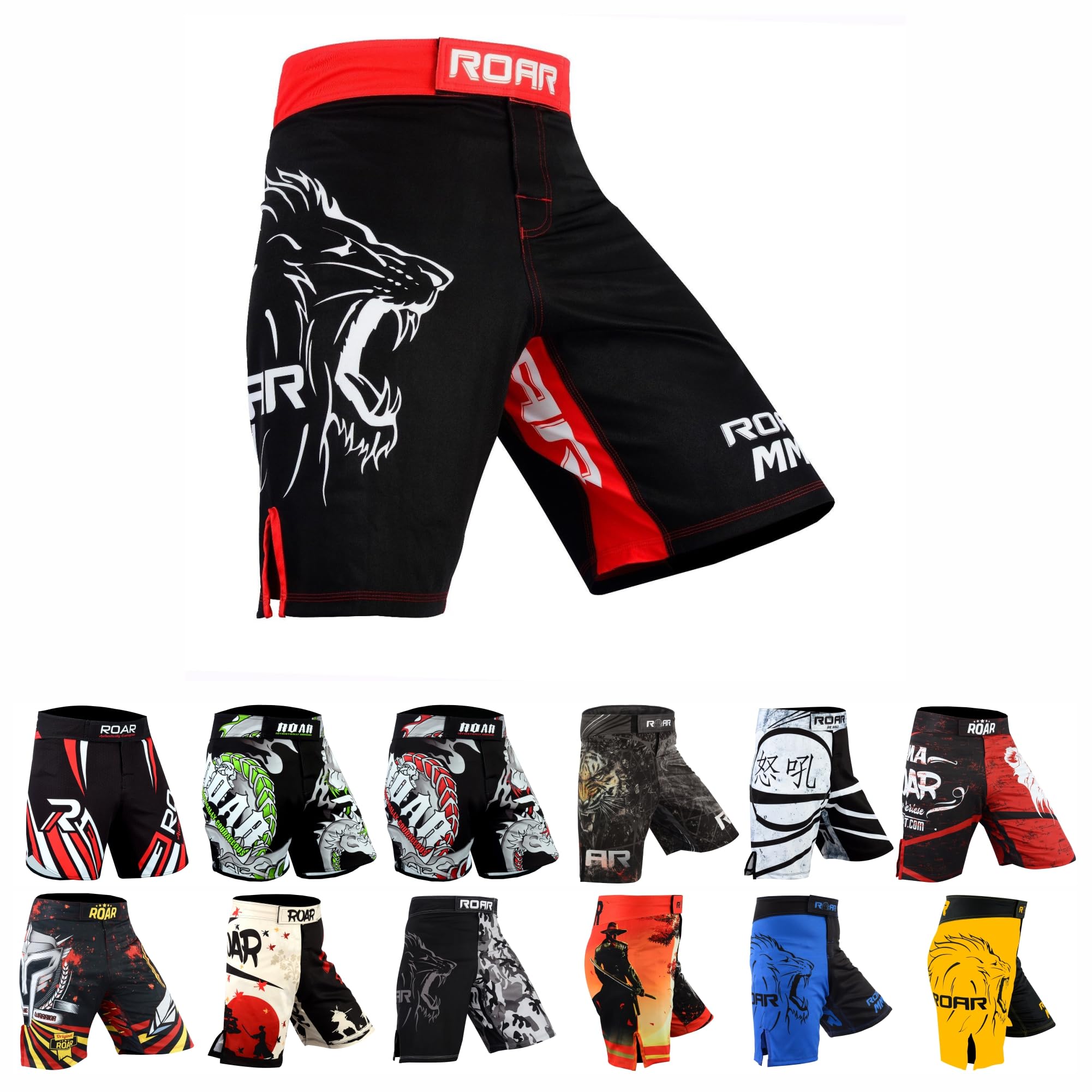 ROAR-INT MMA Fight Shorts Grappling Kickboxing Muay Thai Shorts BJJ Gym Training Running Athletic Wrestling Shorts