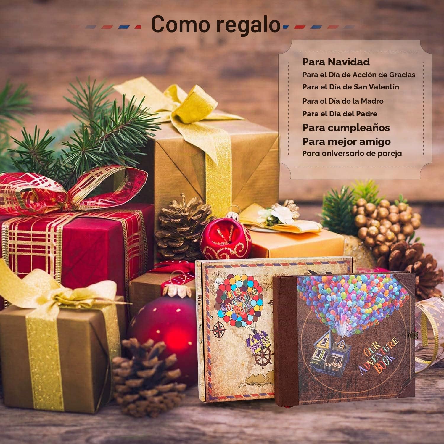 Our Adventure Book - Álbum de fotos de 146 páginas de 8.9 x 7.7 pulgadas, estilo retro en relieve, cubierta de letras en relieve, kit de diario de viaje para parejas, libro de recuerdos para