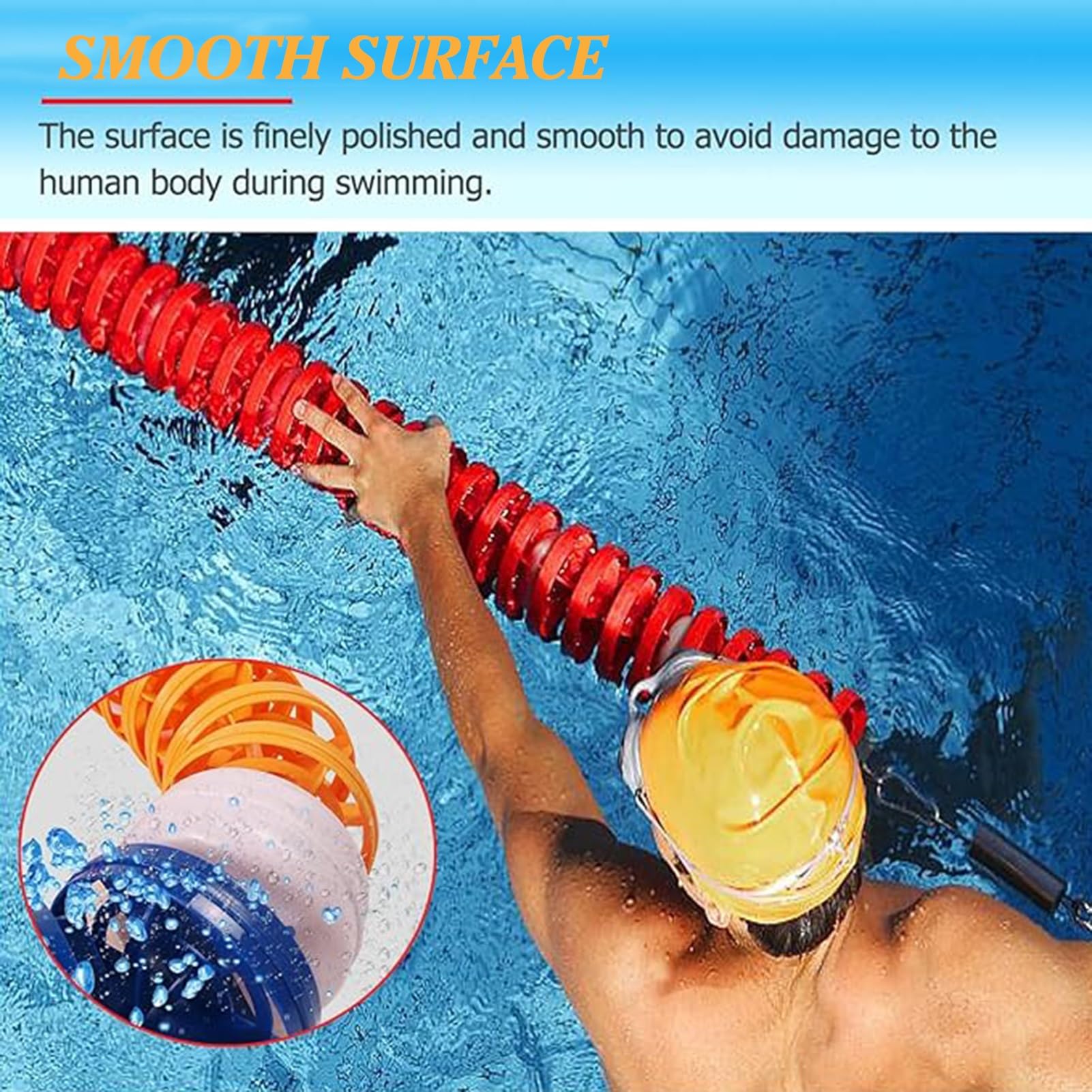 Generico Linea divisoria Galleggiante per corsie di Sicurezza per Piscine, Regolabile da 1 a 18 Metri, in Nylon Resistente, Ideale per Piscine Interne/Esterne, separazione in profondità, Maggiore SIC
