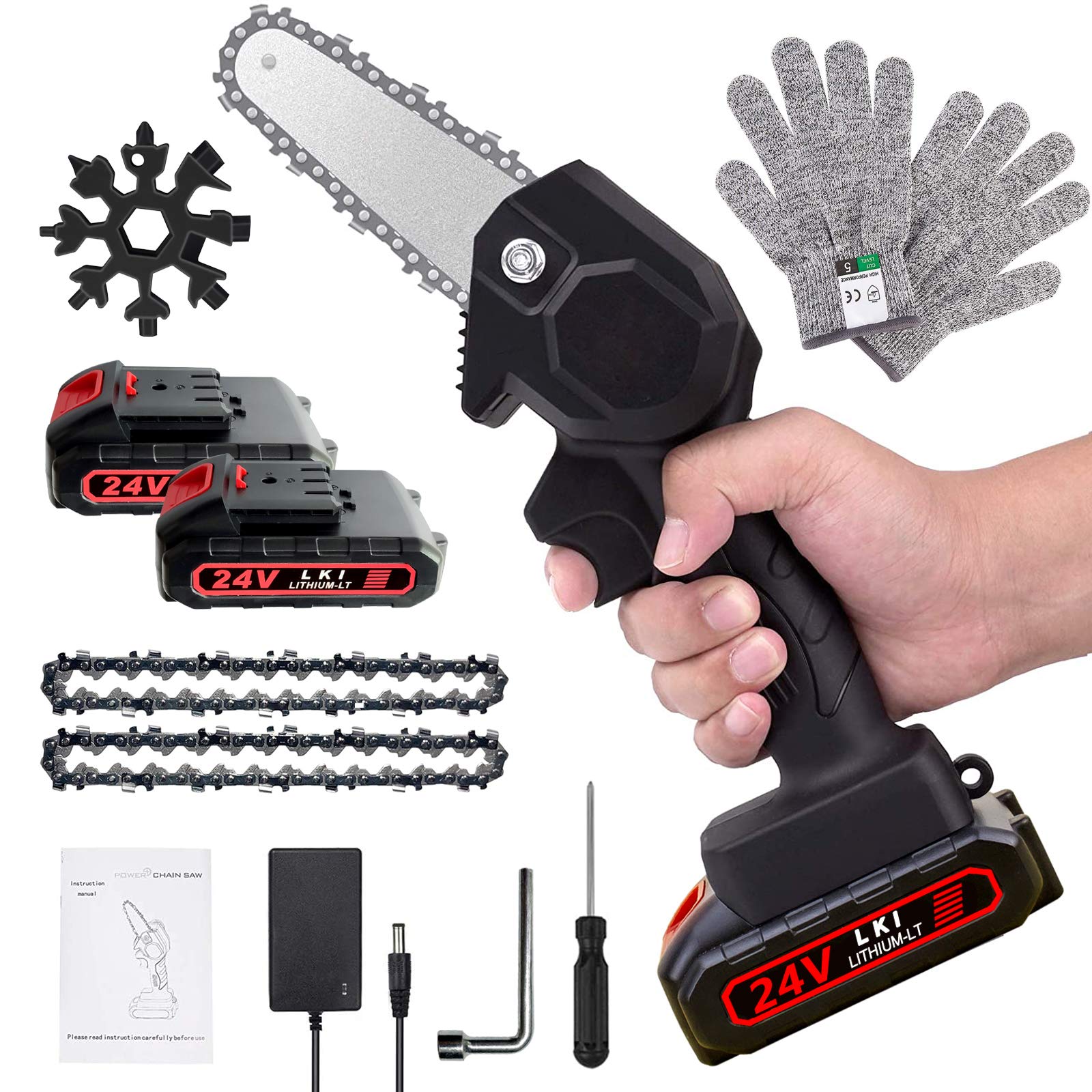 Buy Mini Chainsaw, 4Inch Rechargeable Mini Lithium Chainsaw with 2