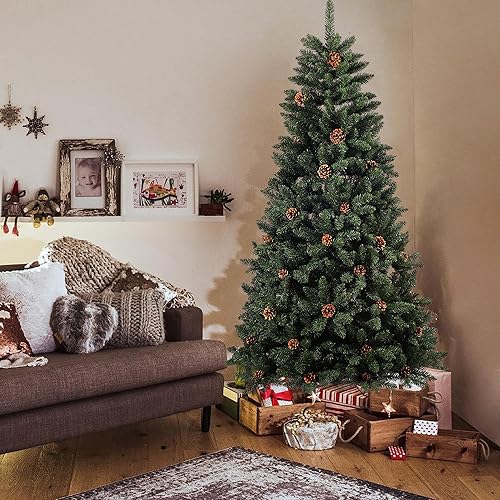 Miniatura 4 de BHG Árbol de Navidad de abeto artificial de 6 pies, árboles de color clásico para el hogar, oficina, decoración de fiestas, fácil montaje, verde