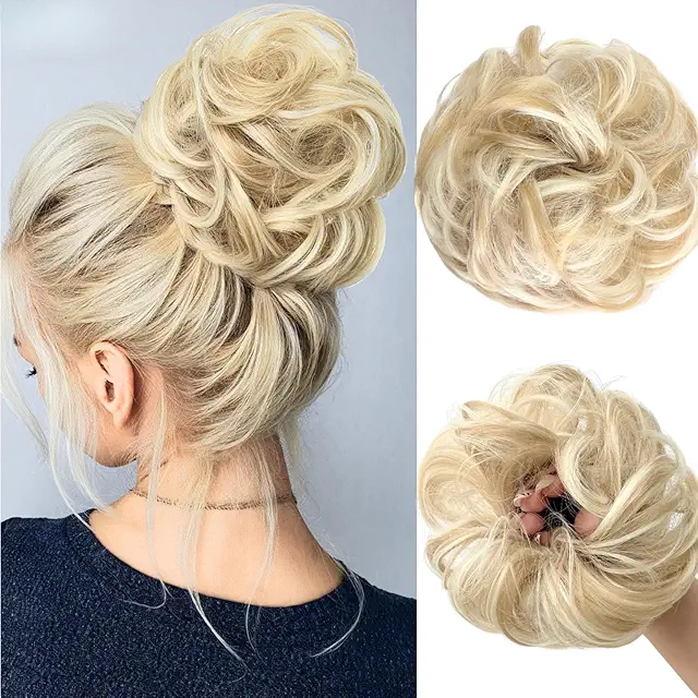Chignon Postiche Cheveux Bouclés Blonde Sale - Volume Naturel
