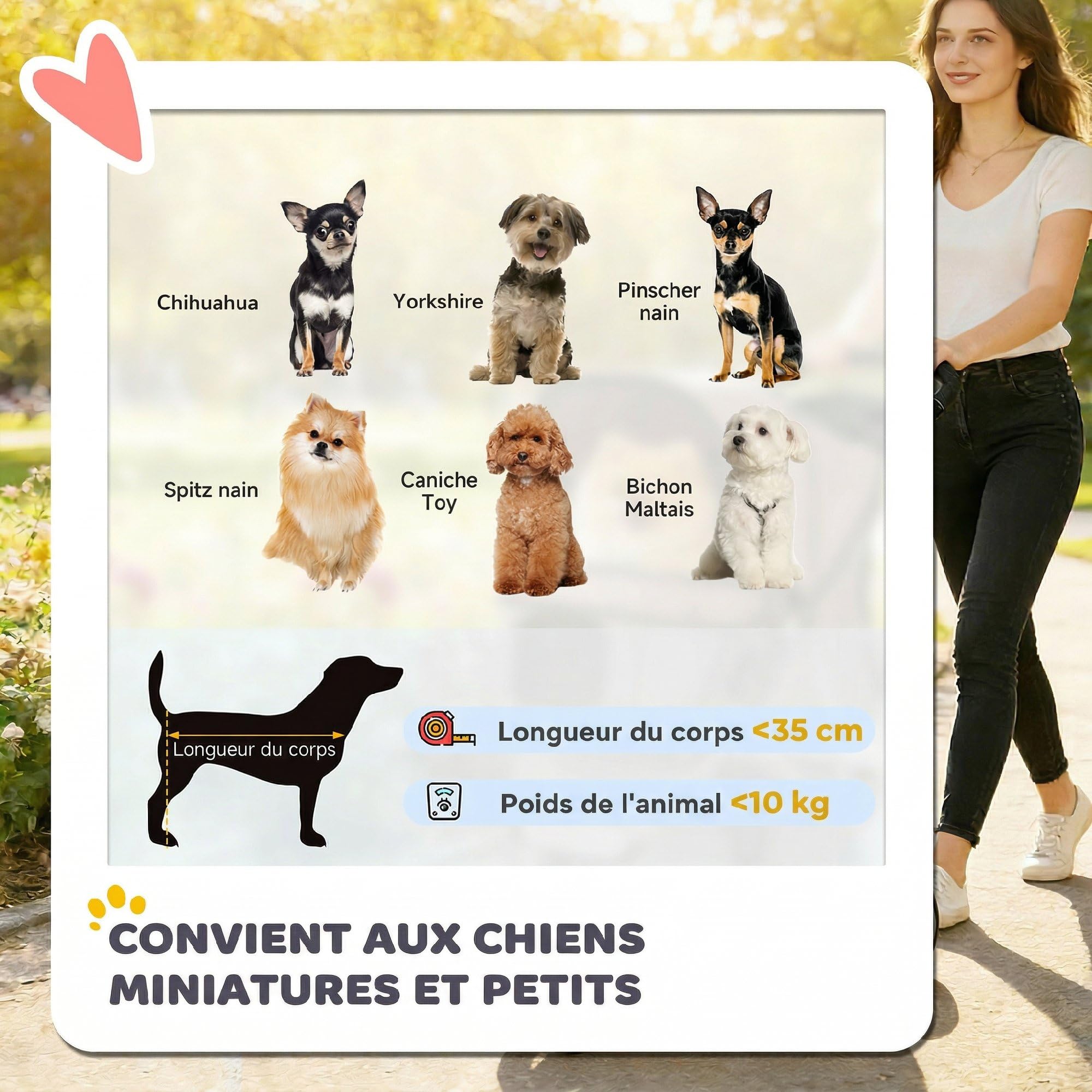 PawHut Poussette pour Chien 4 Roues, Chariot Pliable avec Frein, Auvent Réglable, Panier de Rangement, Porte-Gobelet, pour Petits Chiens et Animaux Agés, 77x44x102cm, Café