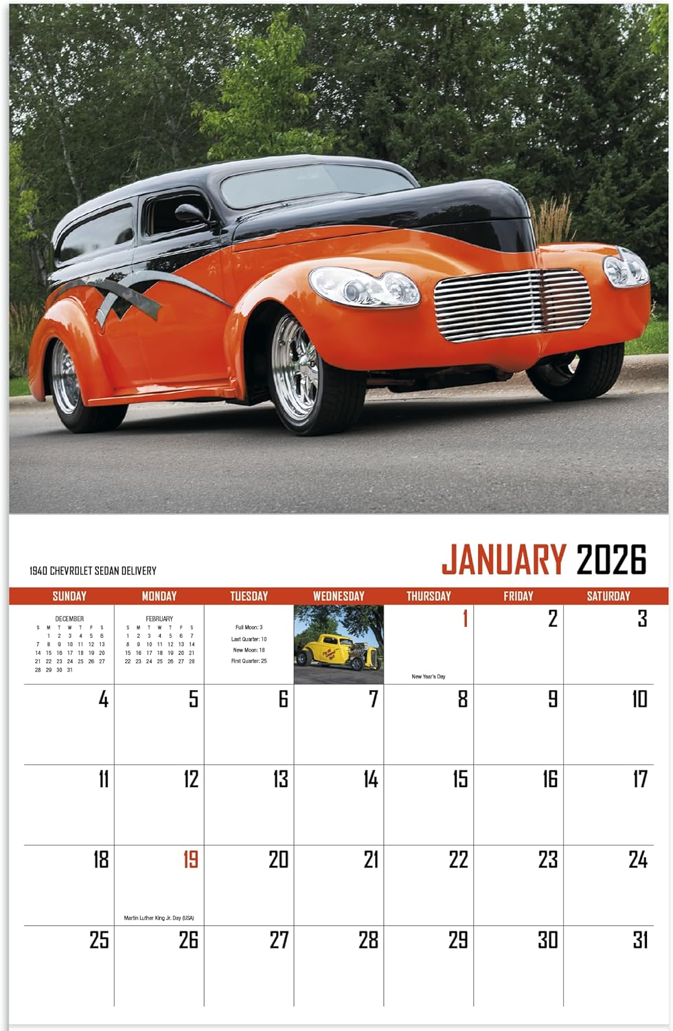 Street Rod Fever Car 2026 Hanging Wall Calendar - Image 2