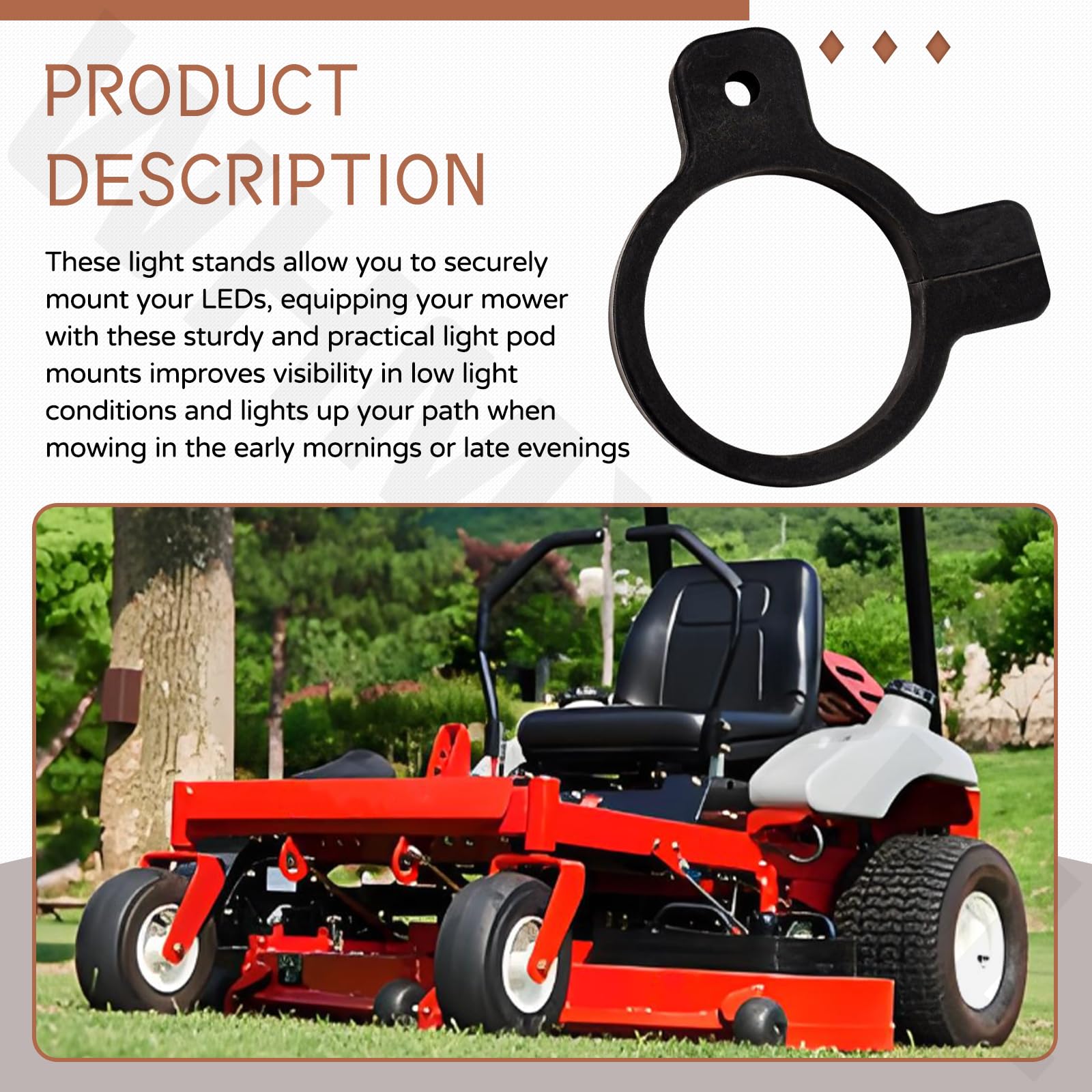 Soportes para cortacésped para Bad Boy ZT Elite, Stihl RZ Zero Turn, Snapper 360Z Mower faro delantero