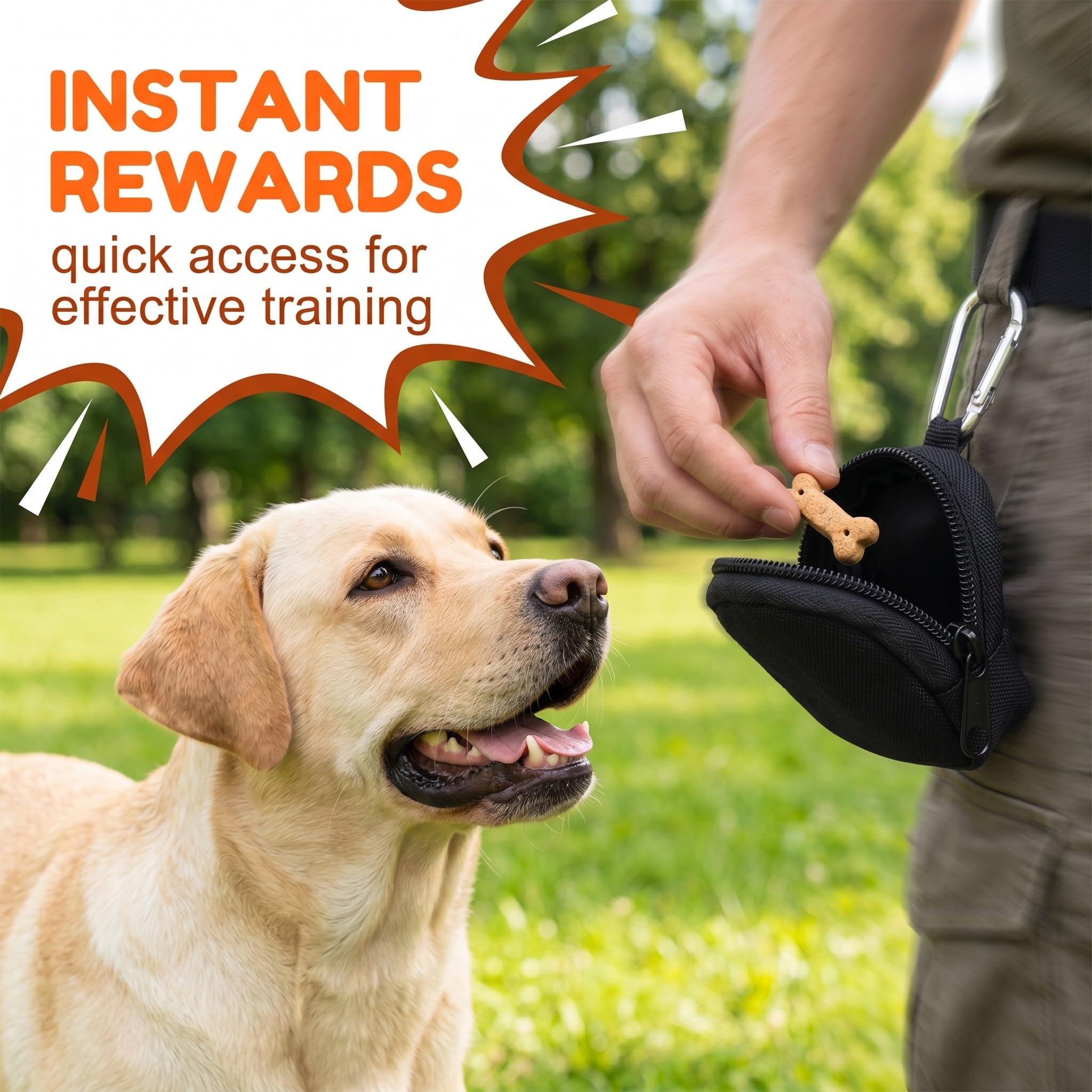 2 Pezzi Borsa Cane, Sacchetto Premietti Cane per Addestramento, Porta Snack per Cani con Clip da Cintura, Impermeabile e Portatile per Outdoor, Nero