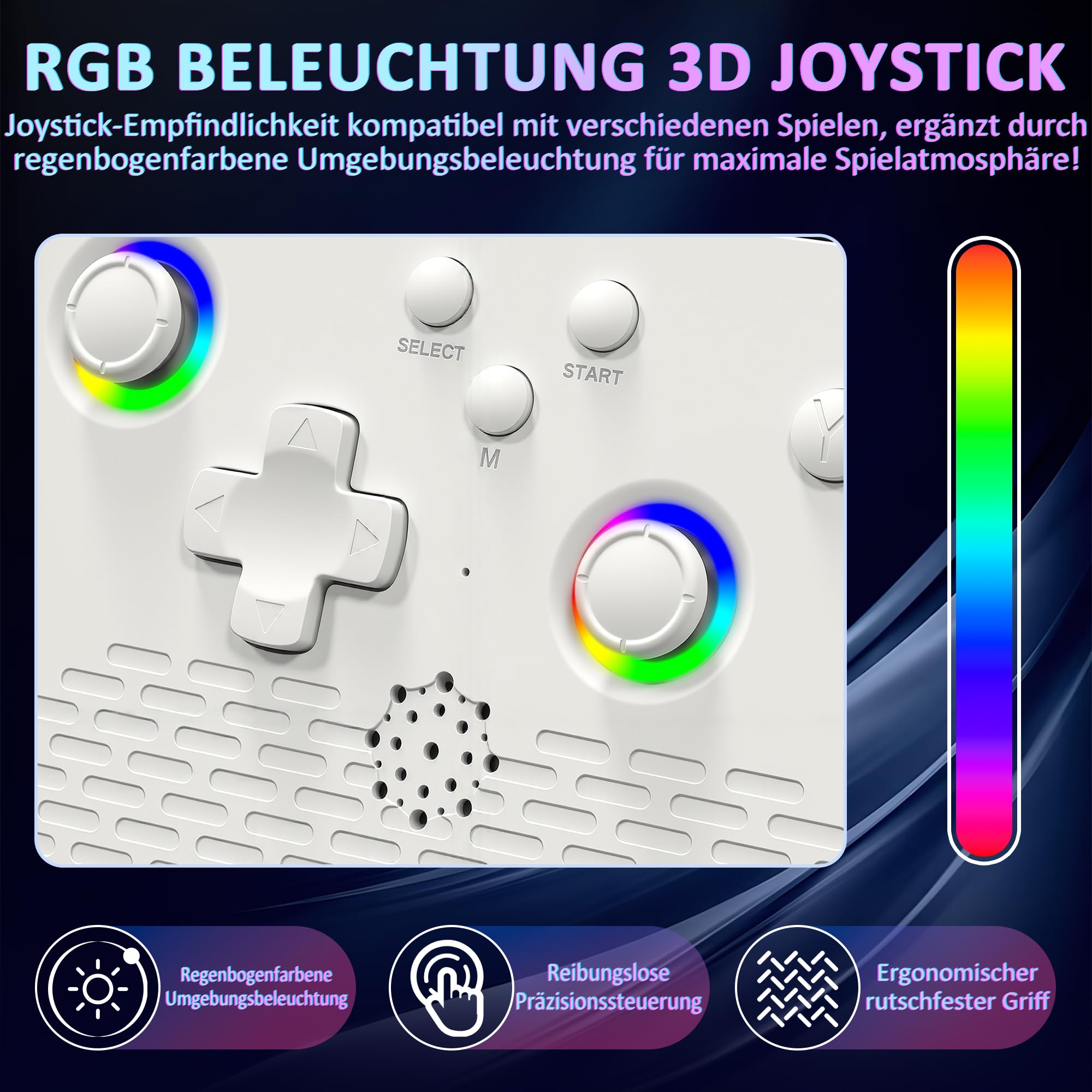 H5 Retro Handheld Spielkonsole, 256 G über 40.000 Spiele, 5-Zoll-IPS Retro Konsole, Linux-System, 4000-mAh-Akku, Unterstützt 34 Emulatoren,Tragbare Mini-Arcade(weiß)