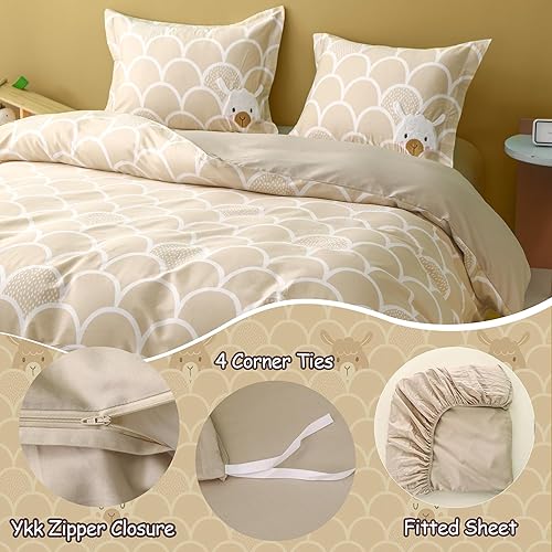 Miniatura 5 de Simple&Opulence Funda de edredón 100% algodón orgánico para niños y adolescentes, funda de edredón suave de 3 piezas con cierre de cremallera, juego