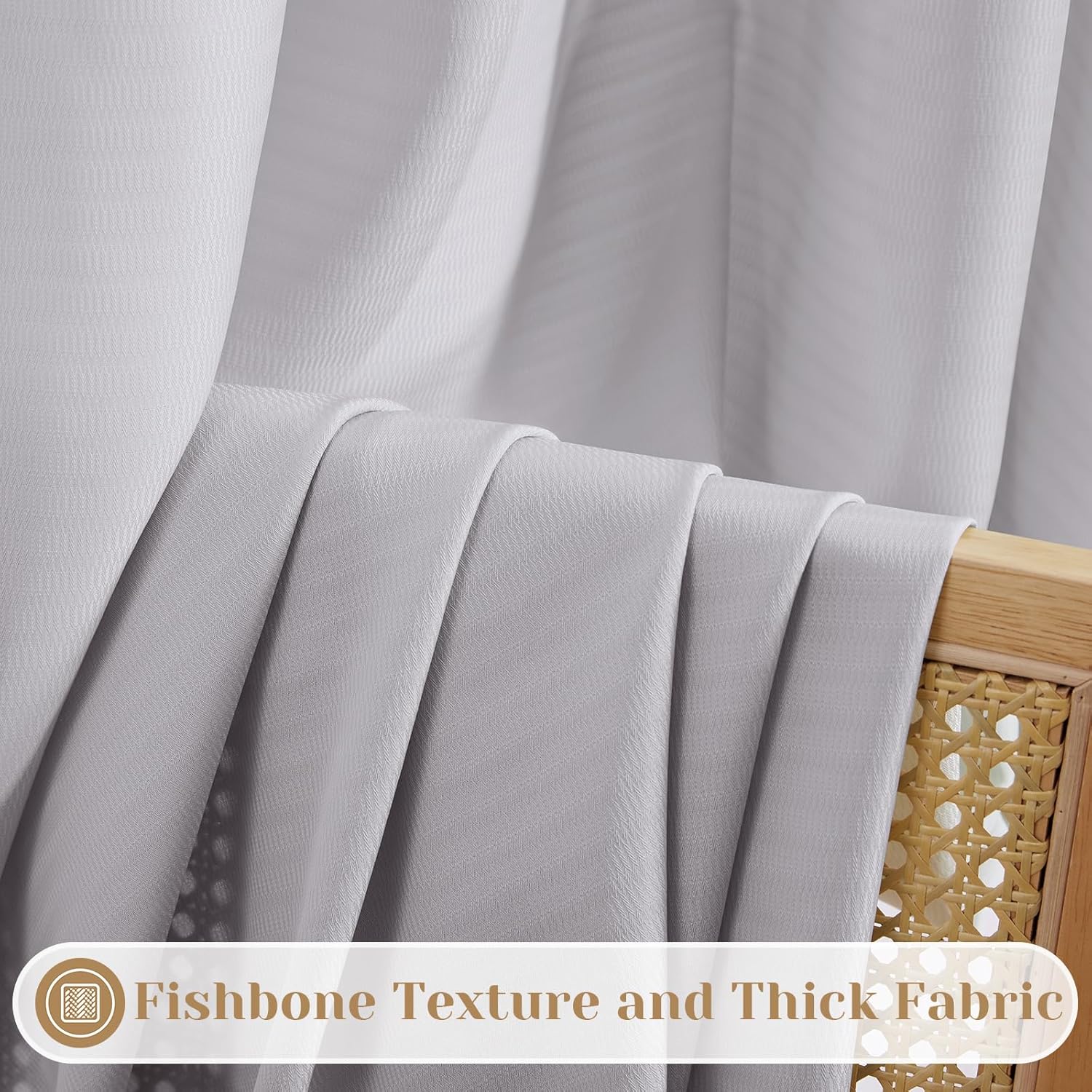 HOMEIDEAS Non See Through Privacy Sheer Curtains, Elegant Lightweight Semi Light Filtering Solid Color Long Window Drapes for Bedroom, Living Room, Light Grey, 52 x 96 Inches Long, 2 Panels Set