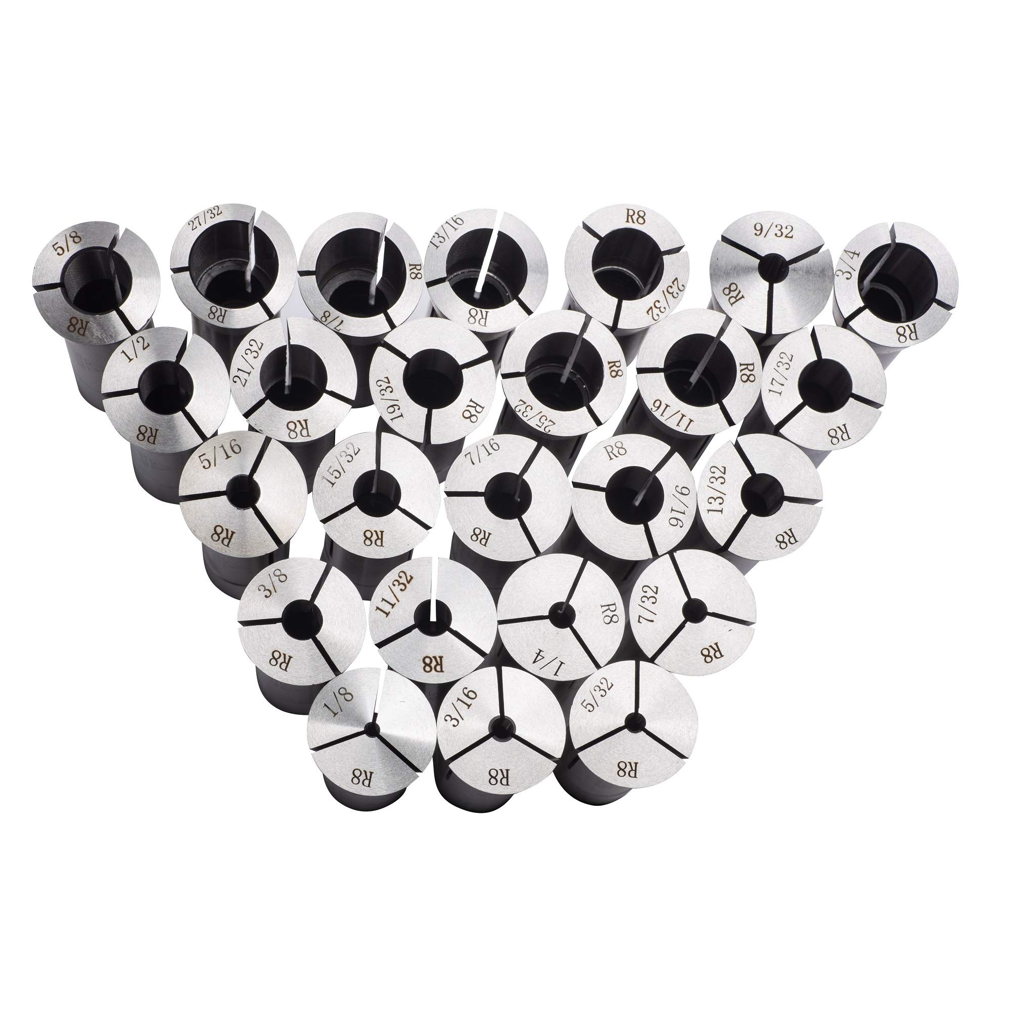 Juego de 25 pinzas redondas de ultra precisión R8 de 0 cm TIR