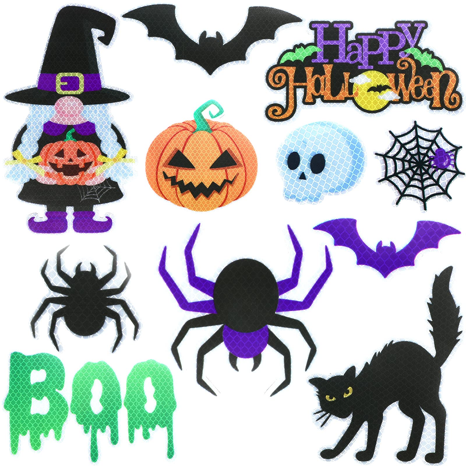 Kingdder 11 Pcs Halloween Fridge Car Magnets Bats Pumpkin Gnome Spider Web Skull Refrigerator Decoration Stickers Reflective Garage Door Magnets Stickers for Car Locker
