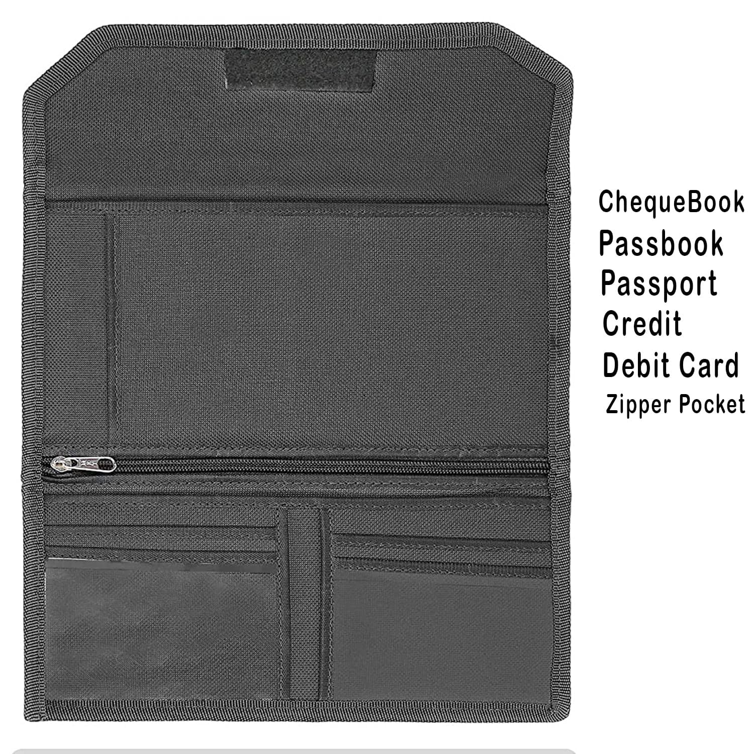 HCS Cheque Book Holder Passport Passbook Holder Wallet Credit and Debit Card Holder Multi Pocket Expanding Zip Pouch Travel Organizer Bag Case for Small Accessories