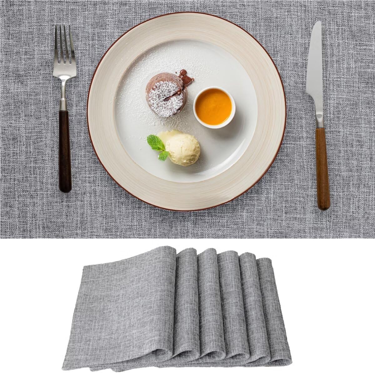 Aironment Placemats Set of 4, Bilayer Thickened Linen Place