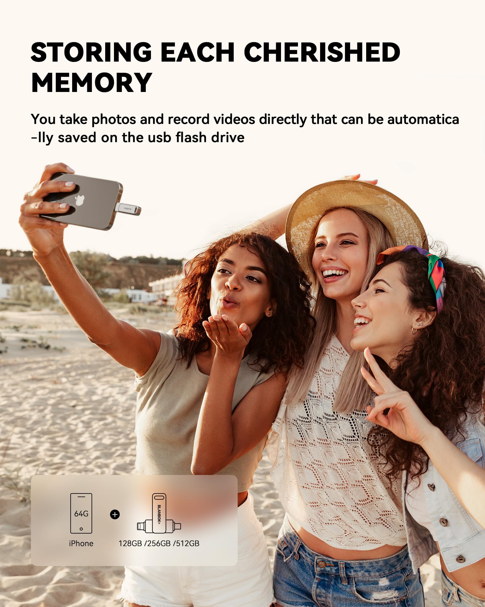 Memoria USB C de 256 GB con certificación MFi para iPhone, memoria USB C de alta velocidad, almacenamiento de fotos para iPhone/iPad/Android/PC