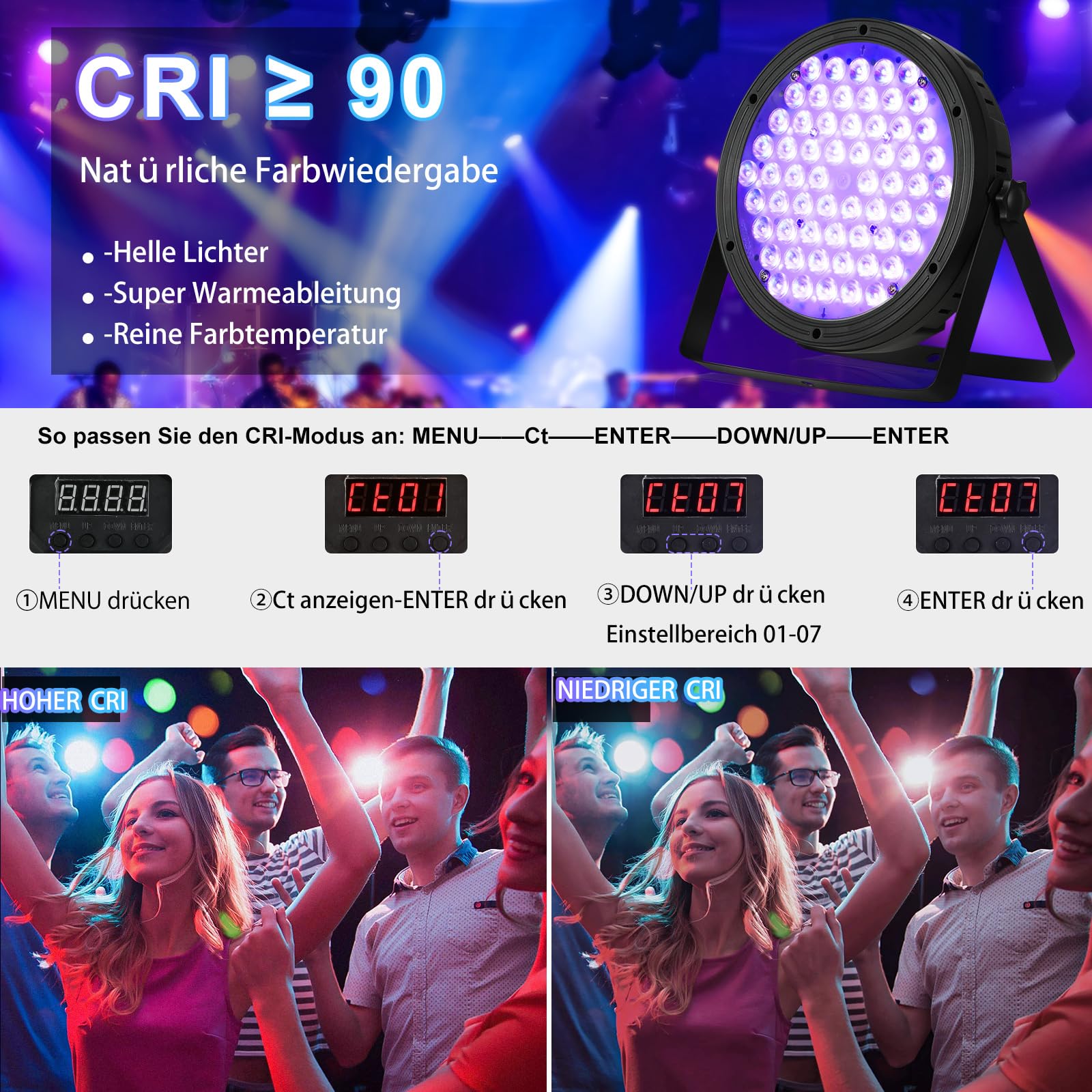 BETOPPER 120W LED Par Licht RGBW 4-in-1 Bühnenlicht Moving Head Led Par Strahler mit DMX 512, Sound Activated Led Scheinwerfer DiscoLicht Partylicht Bühnenbeleuchtung DJ Lights für Bar, Hochzeit, 4S