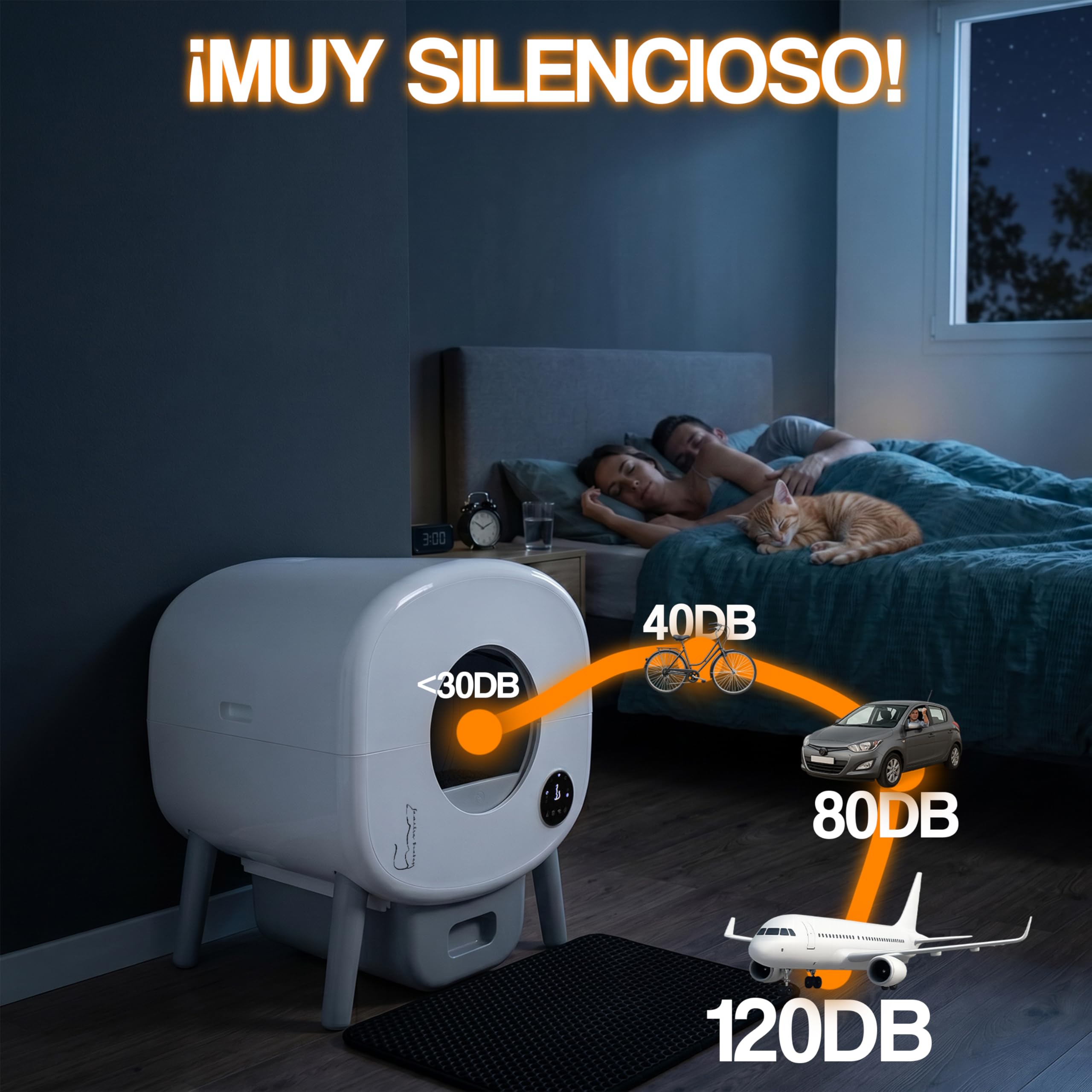 Arenero Automatico Familia Bombay - Arenero Gatos Autolimpiable - Caixa de Areia para Gatos Automatico - Arenero Electrico - Automatic Cat Litter Box Cleaning - ONG contra la Leucemia - Inteligente