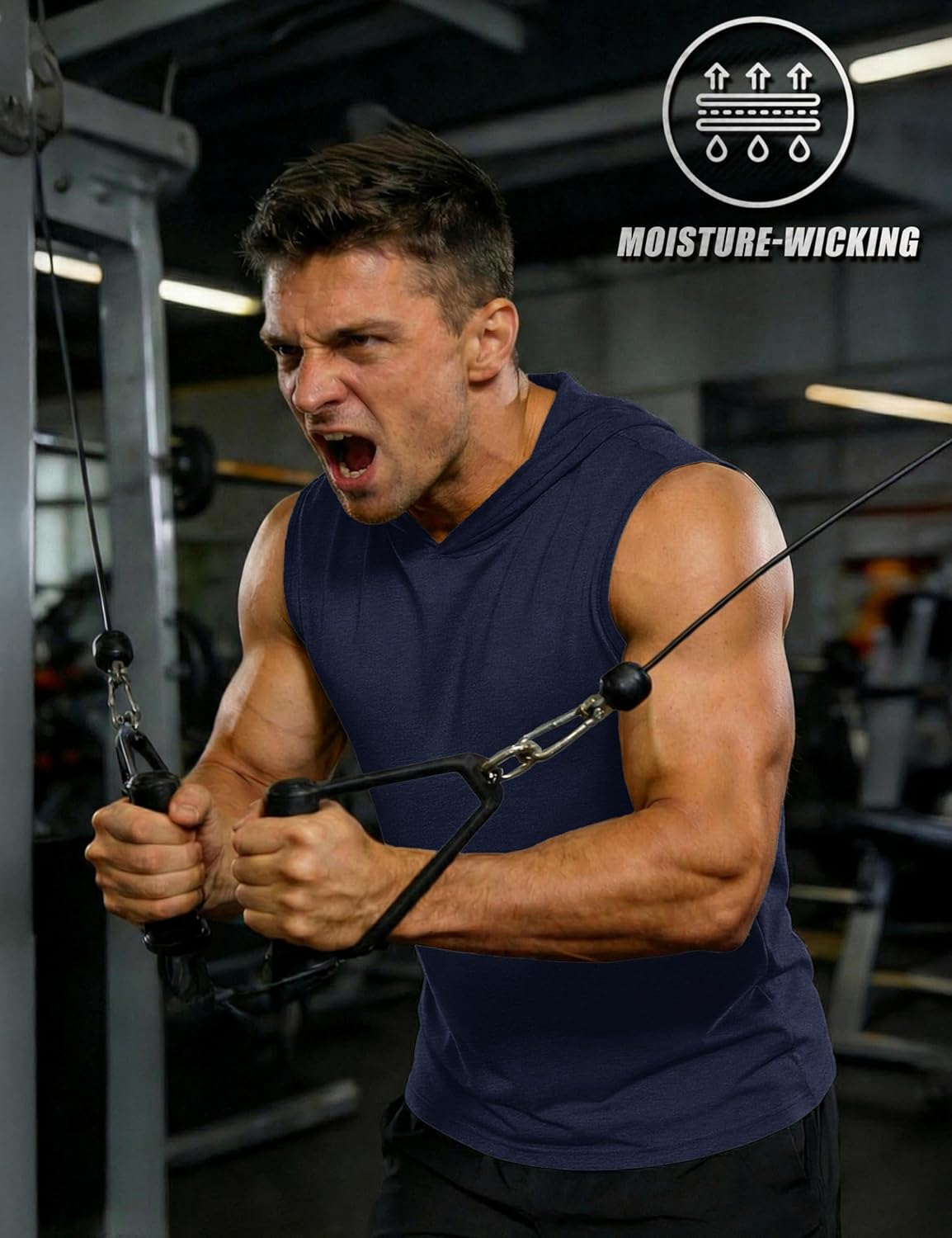 Cotrasen Men's UPF 50+ Hooded Tank Top Sleeveless Hoodies Lightweight Casual Gym Workout Shirts Cooling Muscle Tee Shirt - Image 4