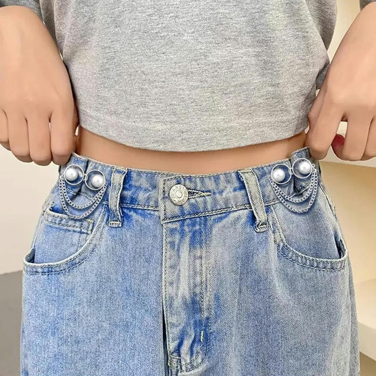 STHOYN Stringi Pantaloni Vita Regolabile Jeans Bottoni Jeans