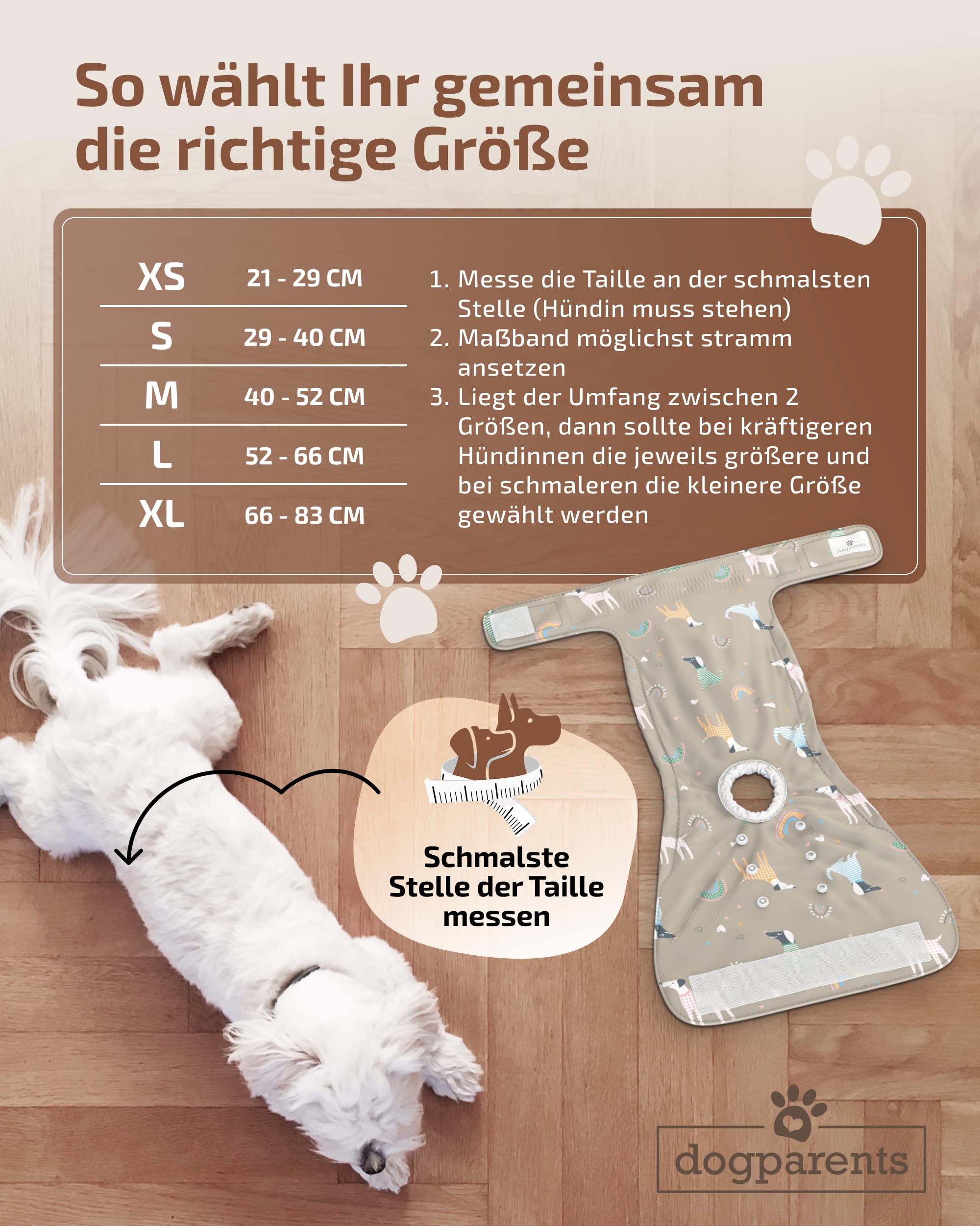 Hundewindeln für Hündinnen, Rüden & Katzen [3 Windeln für Hunde 4-lagiger Kern] Waschbare Läufigkeitshose für Hündinnen [Hundehöschen Läufigkeit & Inkontinenz] (Rosa | Pink | Beige, M, 3, stück)
