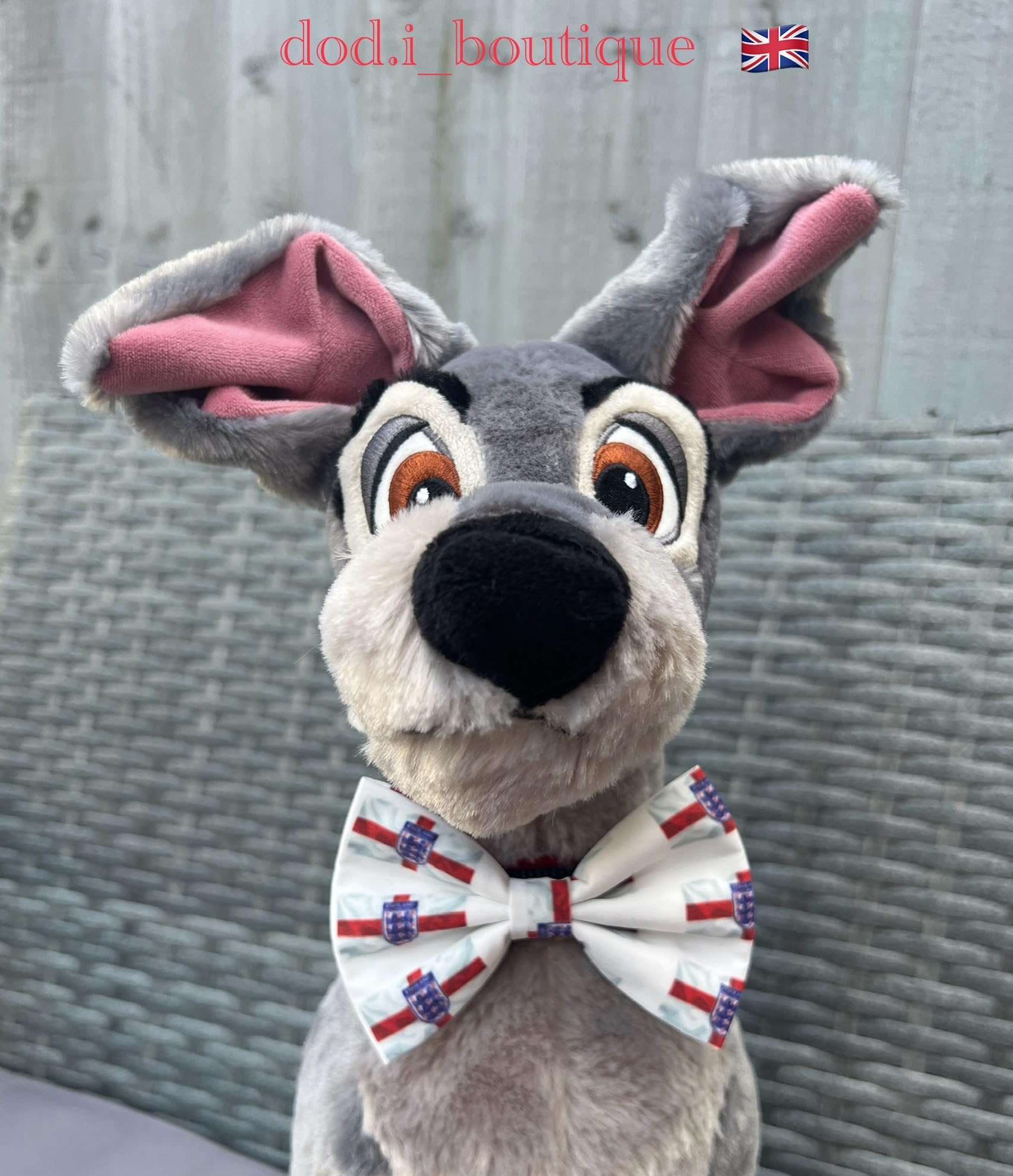 New Dogs Bow Tie Bowtie Football EURO Flag Paws England RED Elastic Band ACCESSORY Handmade UK (White flag Large) - Image 2