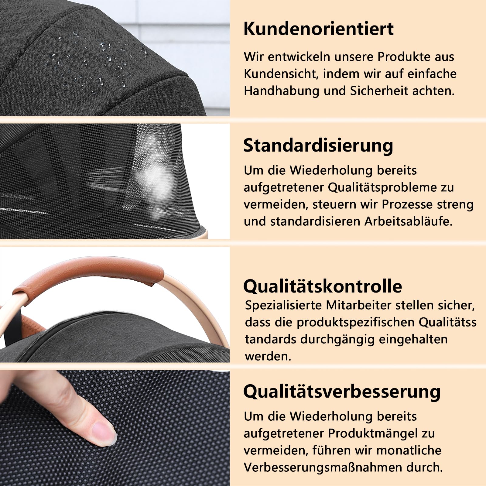 Hundewagen mit 4 Rädern, hundebuggy große Hunde & Katzen Hundebuggy bis 30kg, Hunde katzenwagen für 2 Katzen 360° Verschleißfeste Gummiräder Netzfenstern 3-in-1 multifunktio