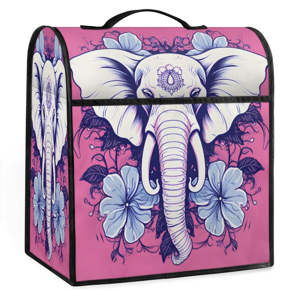 Coffee Maker Cover Elephant Bohemia Floral Kitchen Appliance Covers Small Appliance Covers Blender Cover Juicer Cover Dust Covers for Kitchen Appliances with Top Handle and Pockets,Washable,C422