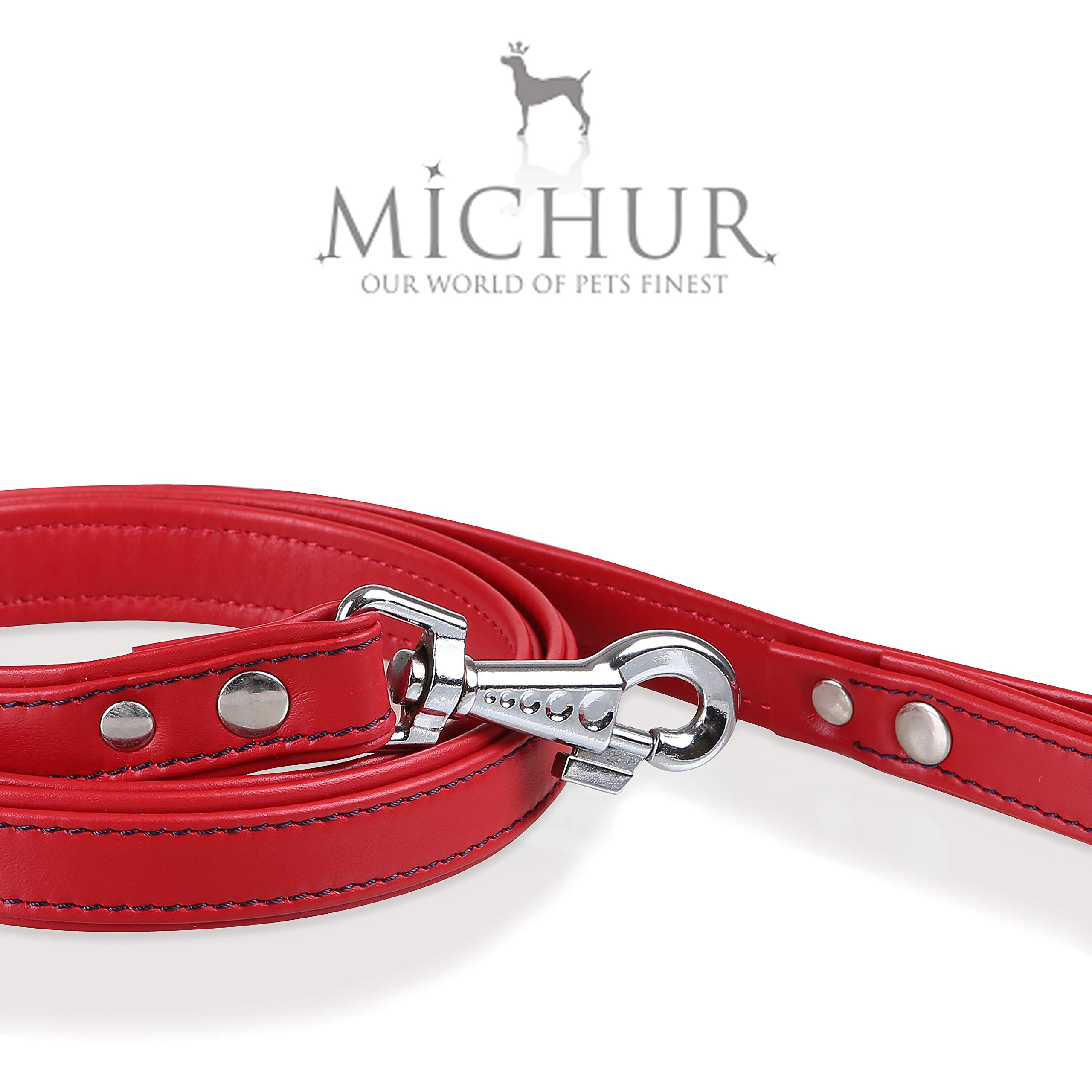 MICHUR Classica Hundeleine, Leder, Rot | Lederleine Hund, Passend zum Halsband Classica, Rot, Leder