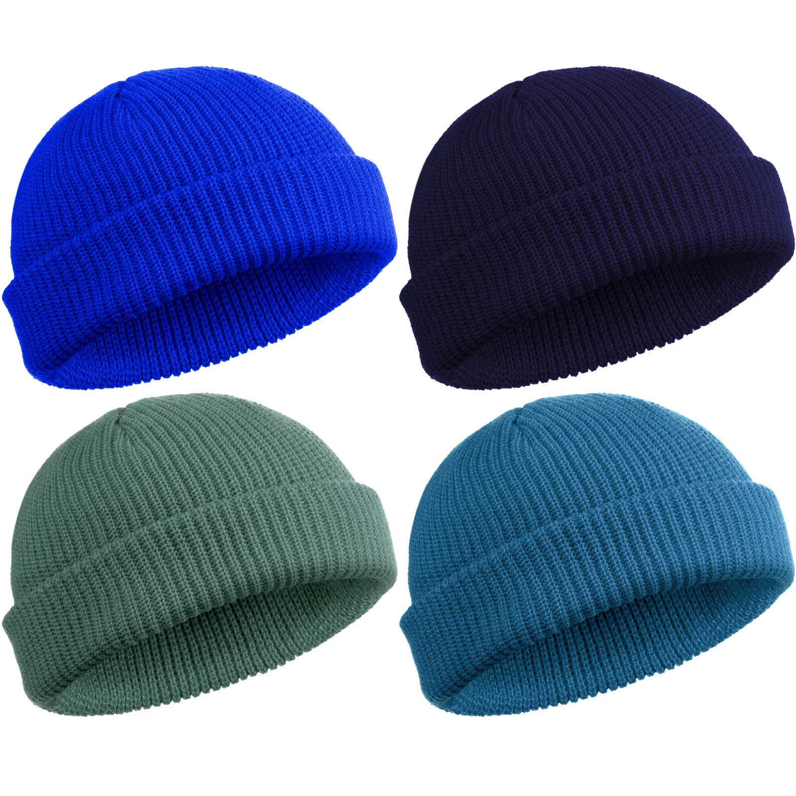 SATINIOR4 Pieces Trawler Beanie Watch Hat Roll up Edge Skullcap Fisherman Beanie Unisex