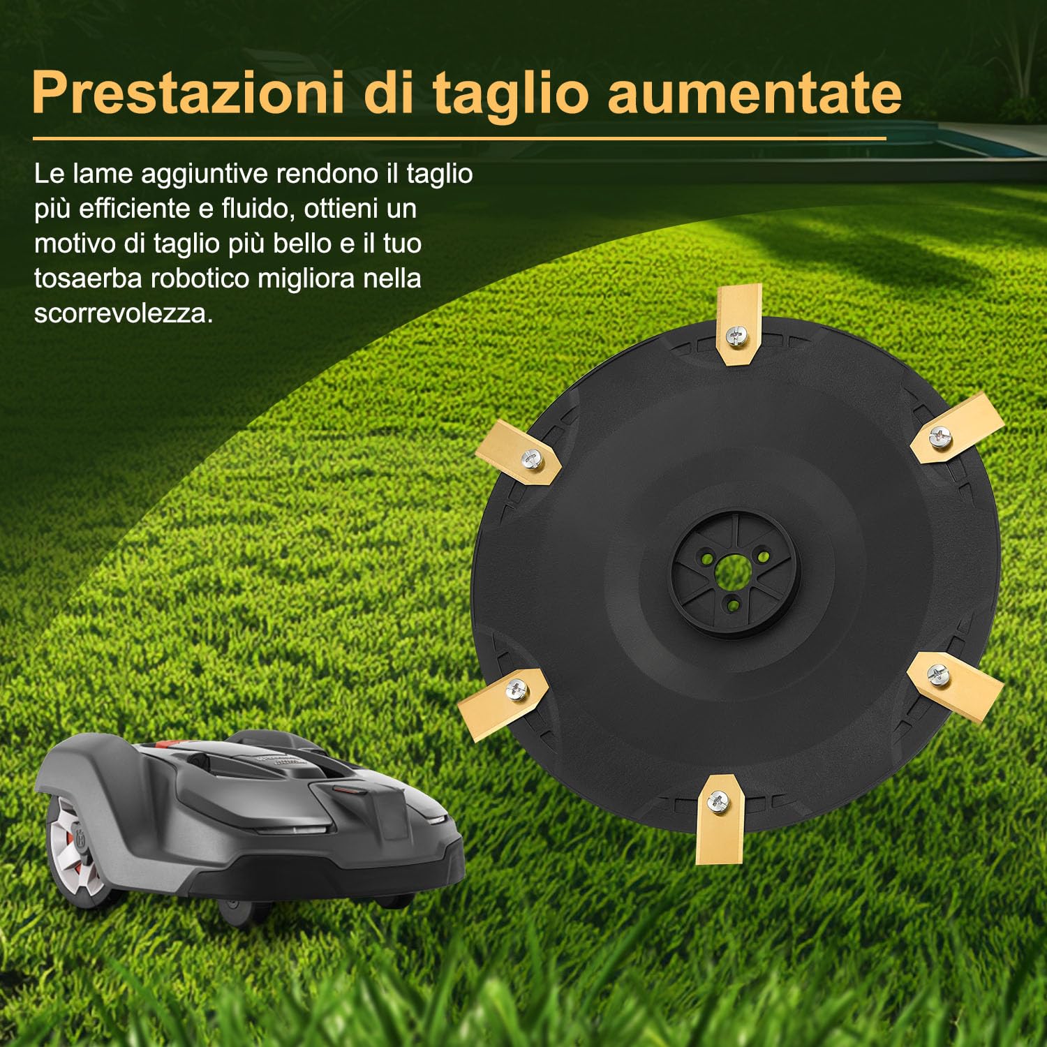 FourShow 【Taglio più Efficiente】 Platti Lama Robot Rasaerba 6 Lame di Ricambio Compatibili con Husqvarna G3-P2 Automower 320, 330X.