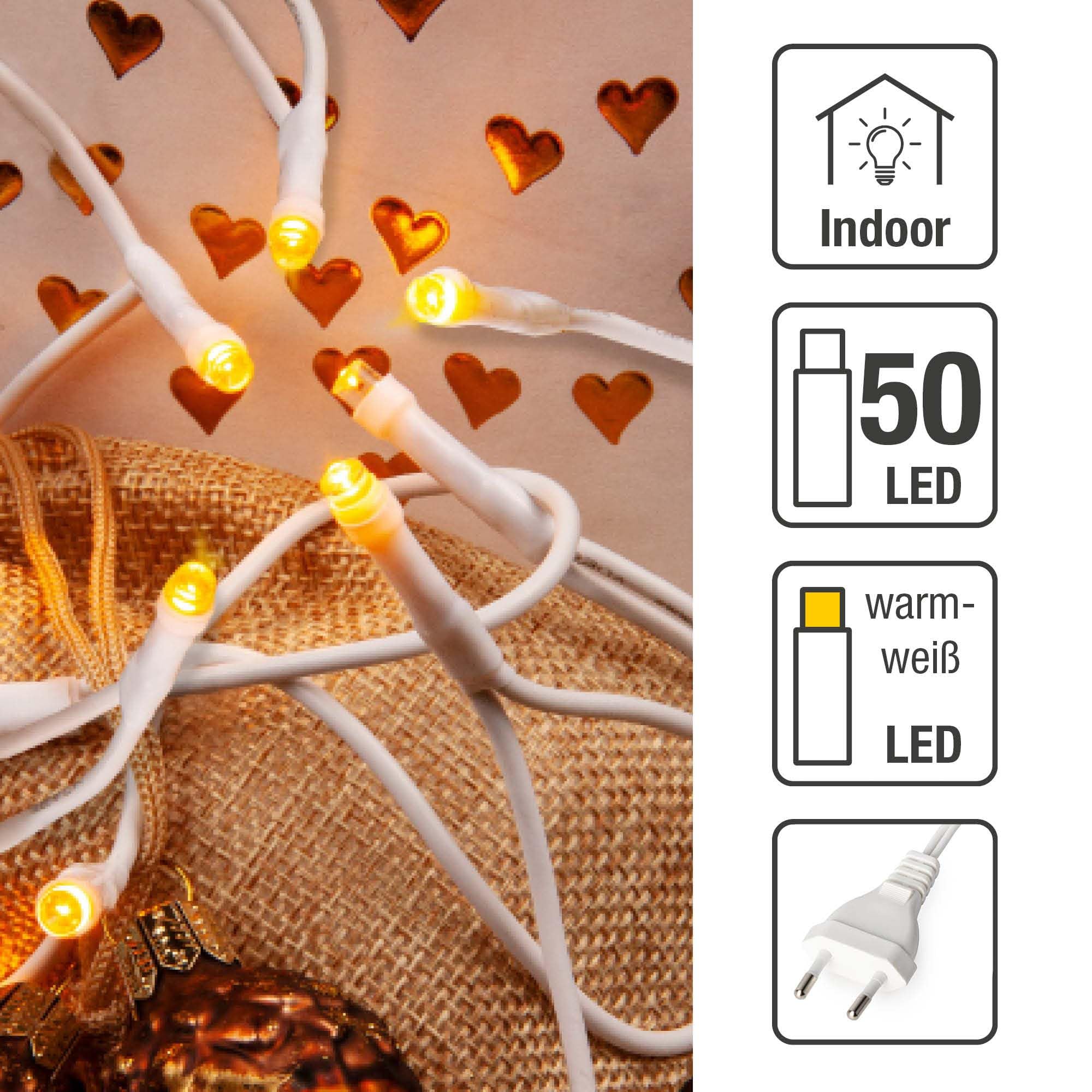 Image secondaire de Guirlande Lumineuse LED 50 Ampoules Blanc Chaud pour Intérieur - 7,35 m