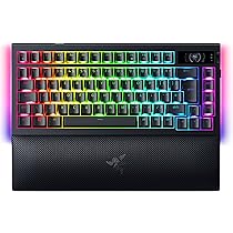 Razer BlackWidow V4 Pro 75% – Tastiera da gioco wireless sostituibile a caldo – Display OLED (ghiera dei comandi, 4K Hz e connettività Bluetooth, poggiapolsi magnetico) Layout US ISO | Nero