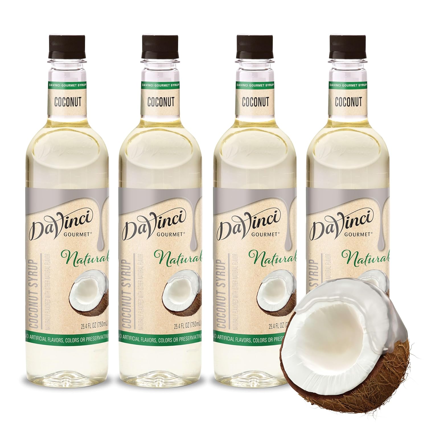 DaVinci Gourmet Naturals Coconut Syrup, 25.4 Fluid Ounces (Pack of 4)
