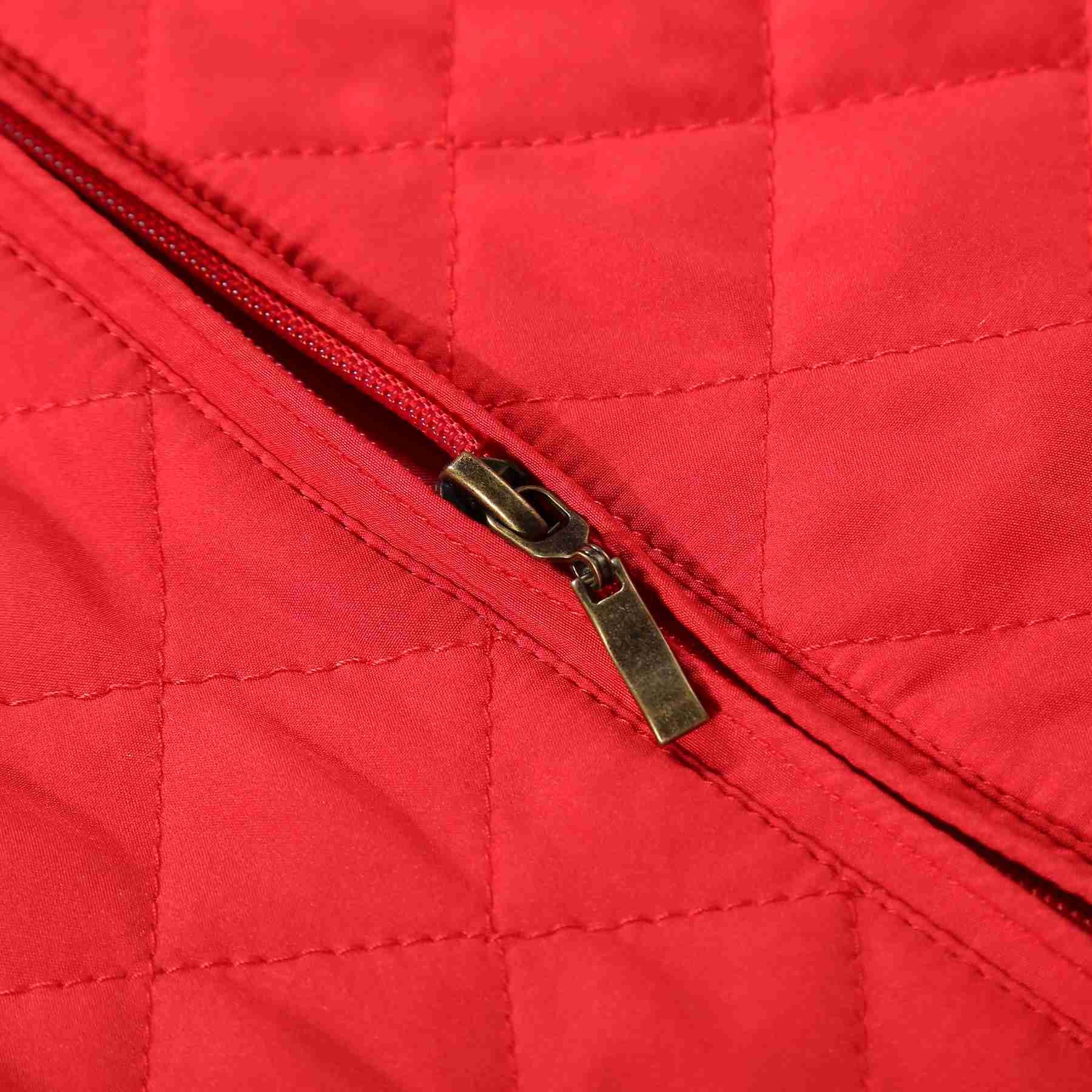 Bienzoe Gilet matelassé décontracté pour femme : veste légère et pliable sans manches, Rouge, 3X-Large